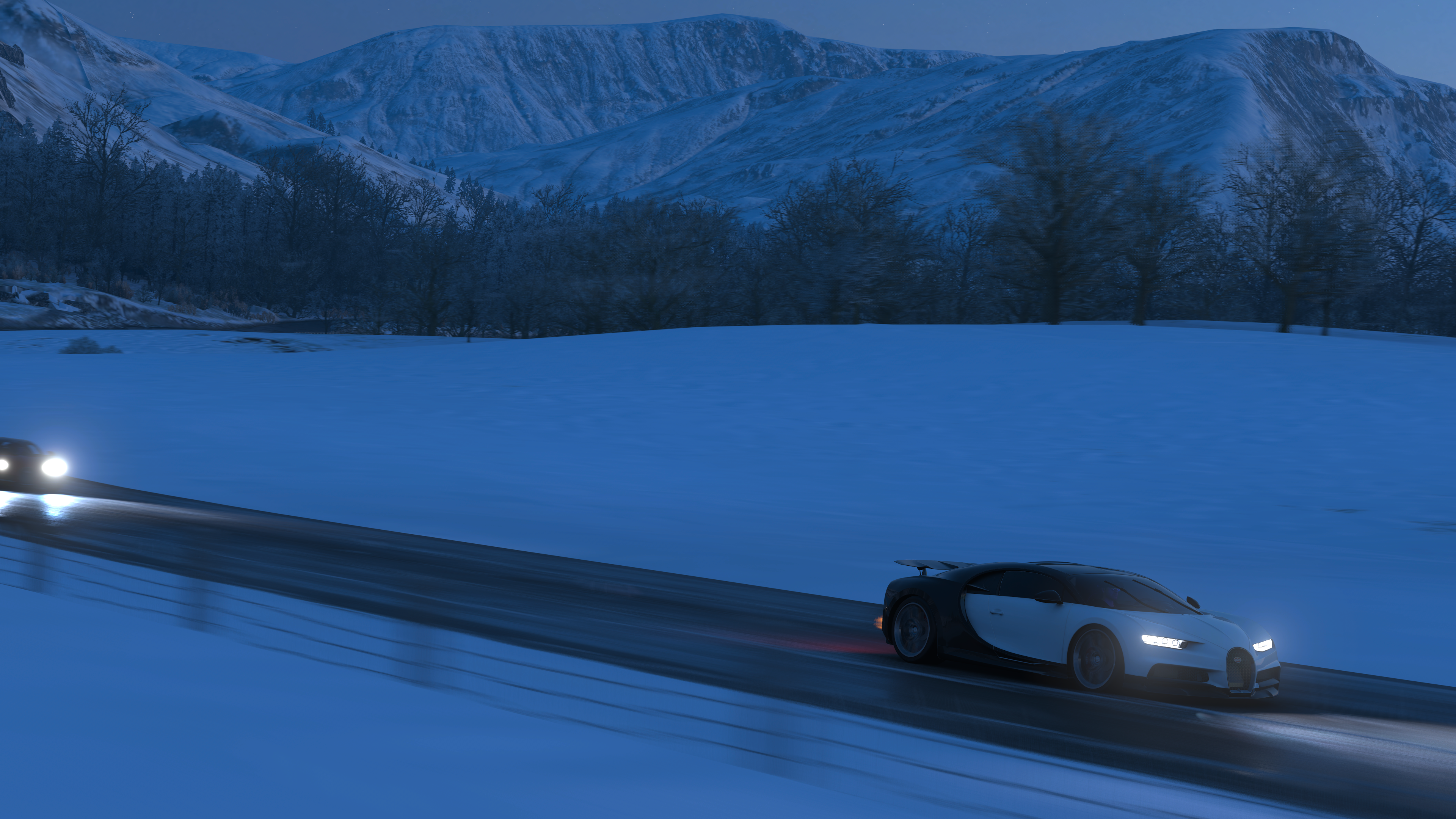 General 3840x2160 Forza Forza Horizon 4 video games car road winter snow Bugatti Bugatti Chiron French Cars Hypercar Volkswagen Group PlaygroundGames