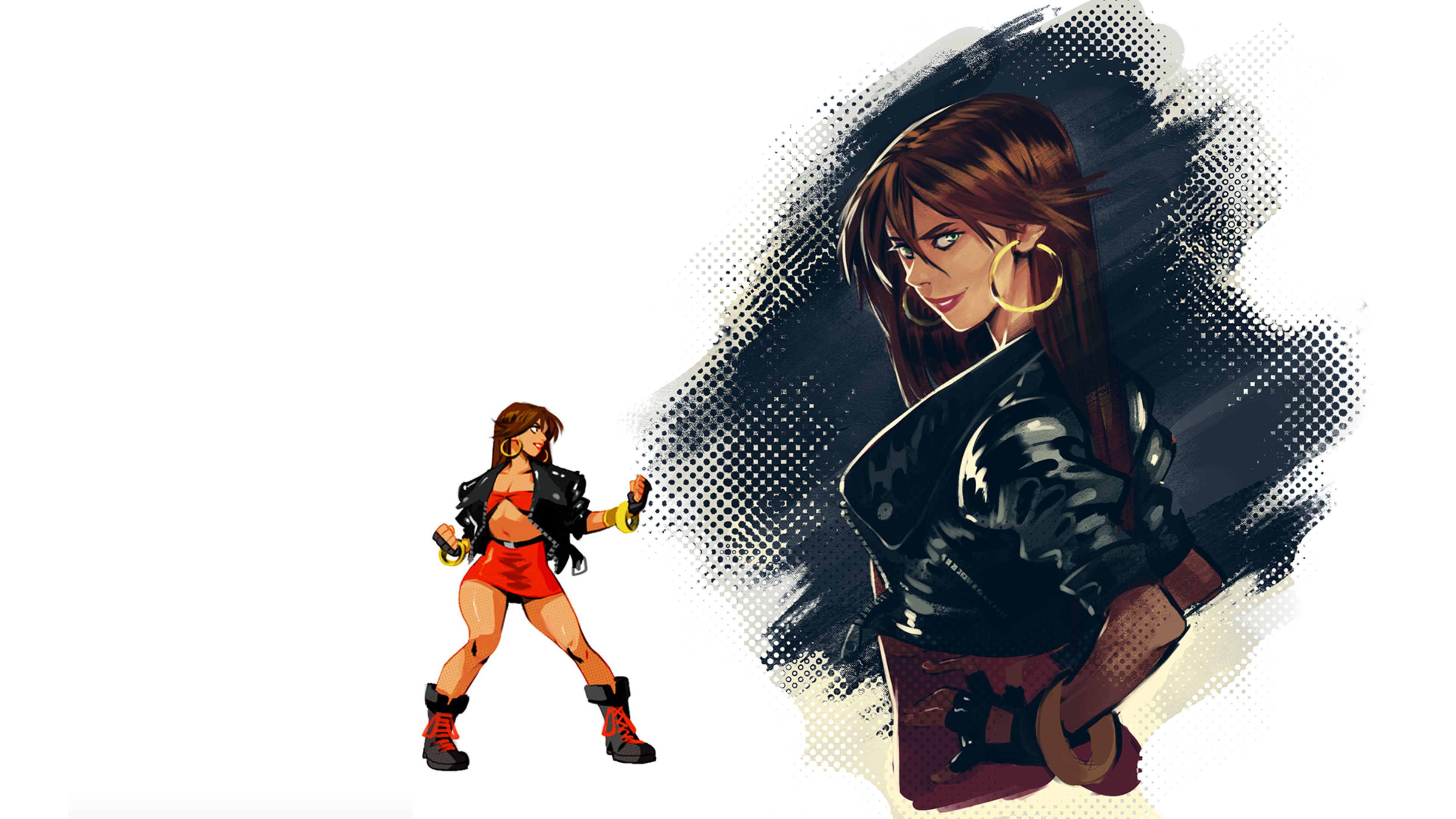 General 3840x2160 Streets of Rage 4 video game art illustration white background Blaze Fielding BARE KNUCKLE women video game girls video game warriors hoop earrings simple background