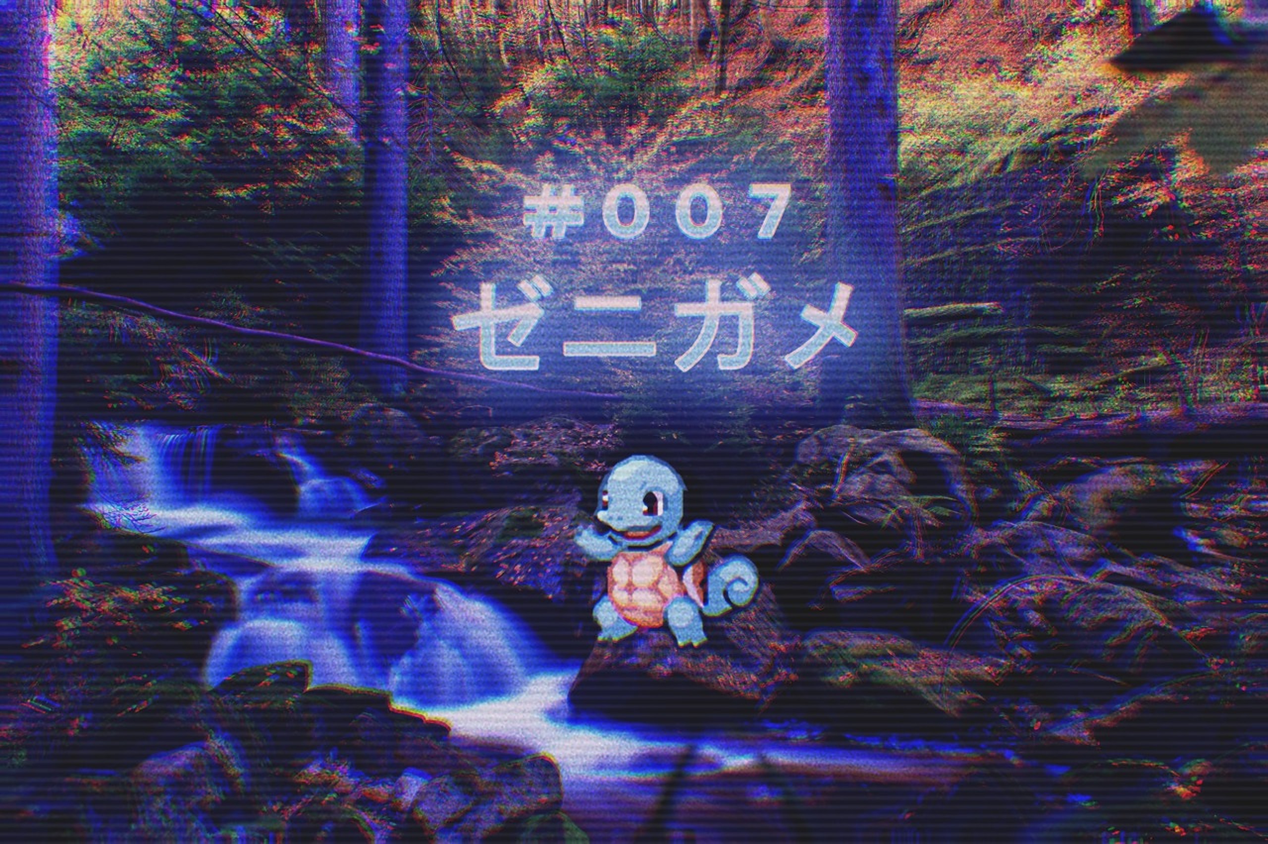 Anime 2560x1704 Pokémon Squirtle Zenigame vaporwave river forest landscape nature Nintendo Pokémon First Generation water anime