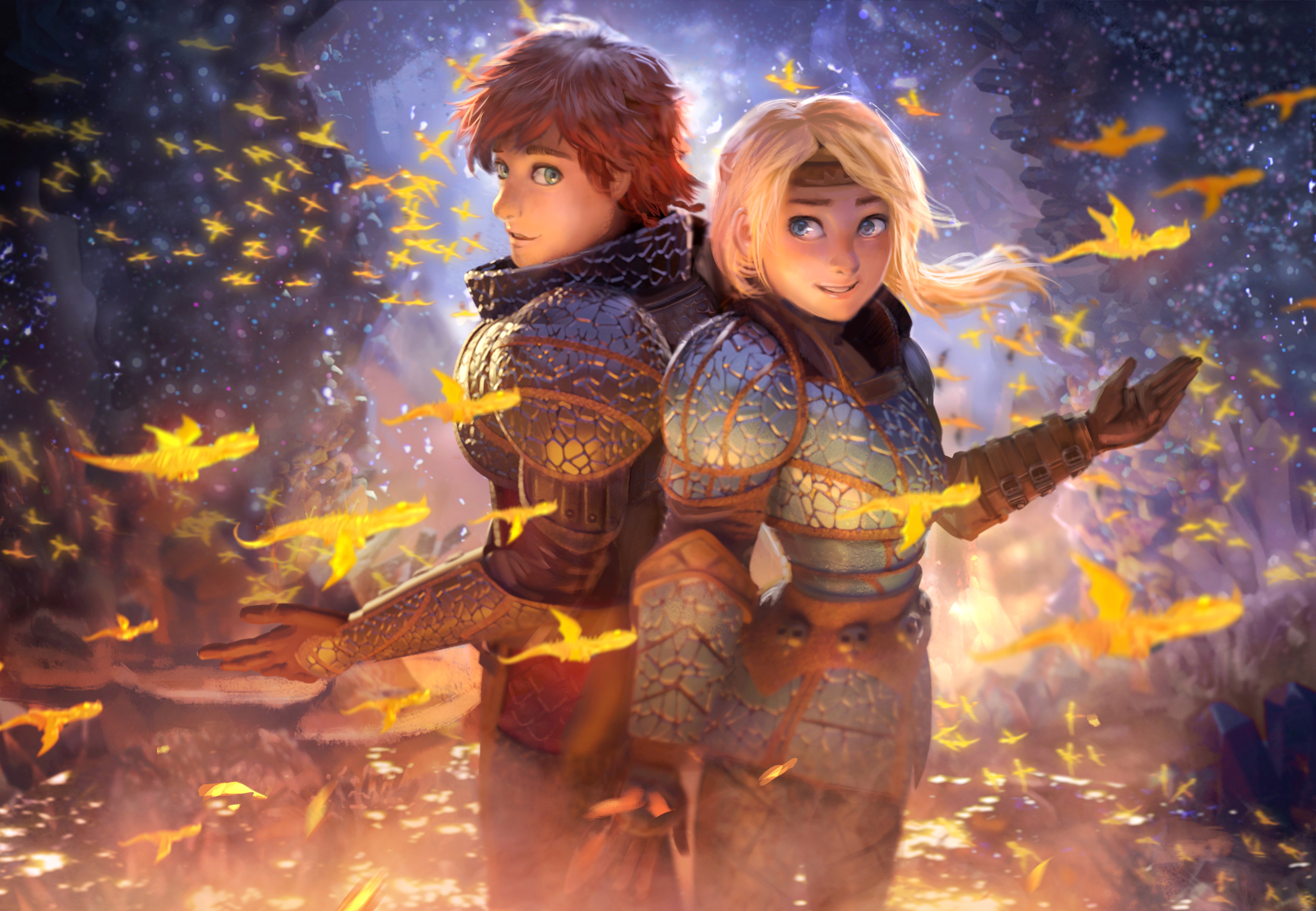 General 5000x3463 digital art artwork How to Train Your Dragon: The Hidden World Toothless Dreamworks Hiccup Astrid Hofferson