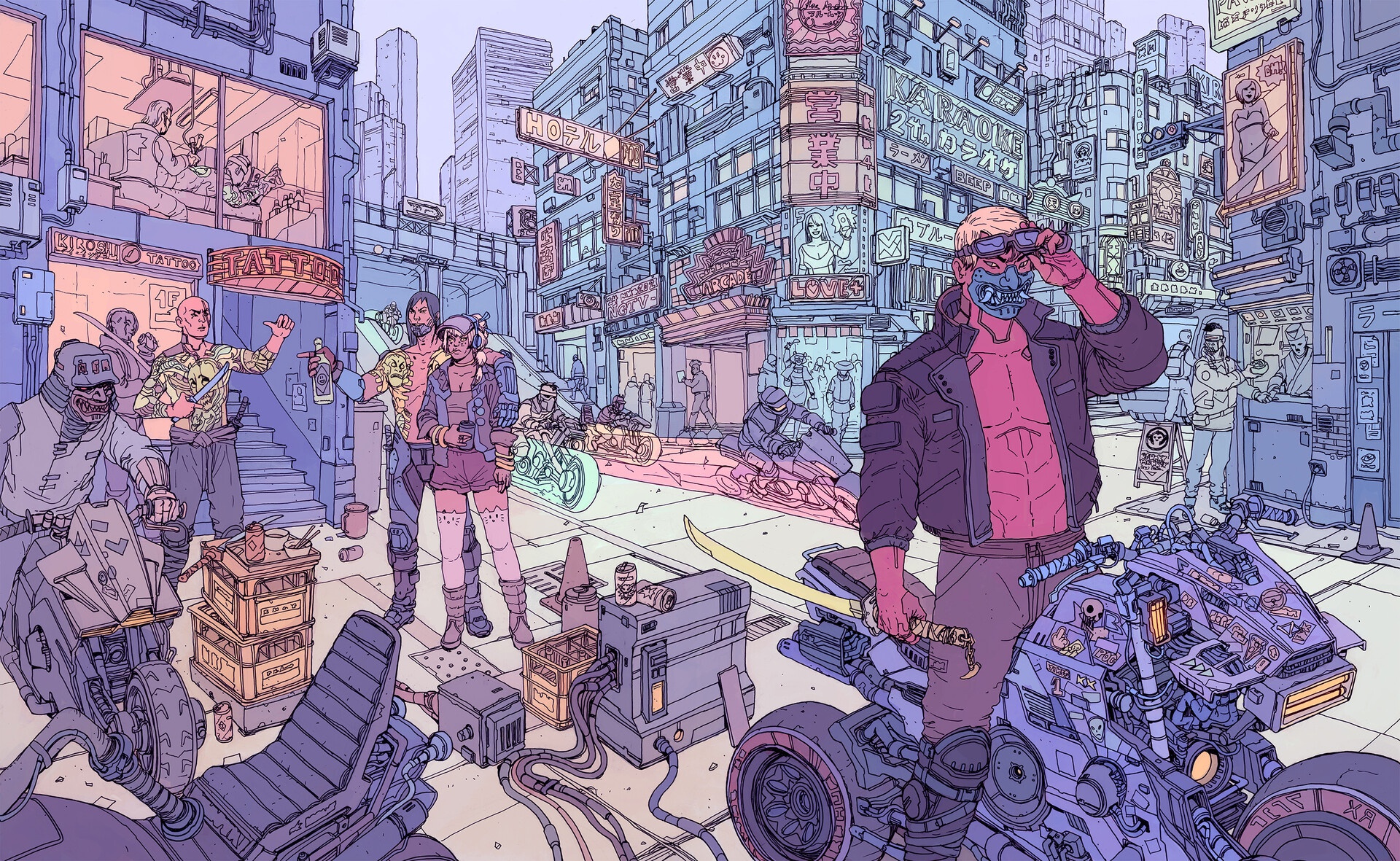 General 1920x1181 artwork science fiction futuristic futuristic city Josan Gonzalez Cyberpunk 2077 CD Projekt RED