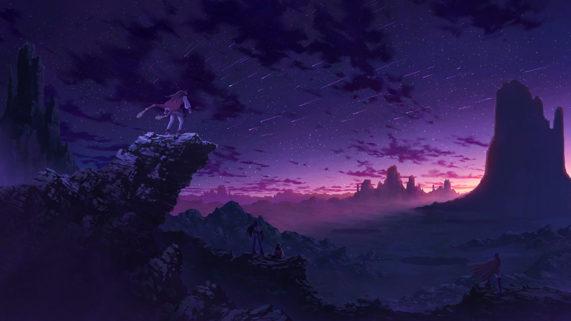 purple anime landscape wallpaper