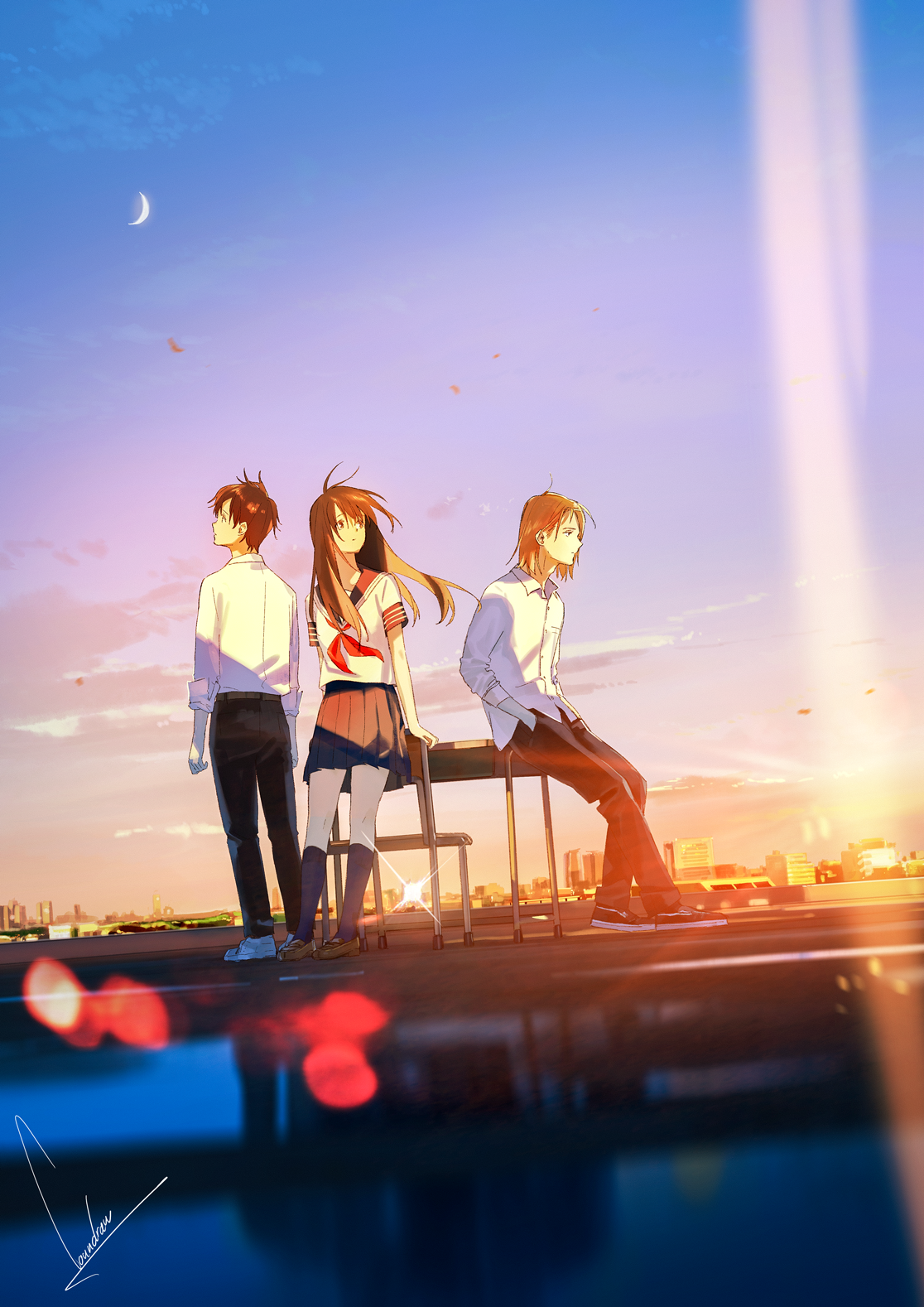 Anime 1116x1578 anime anime girls anime boys outdoors sky