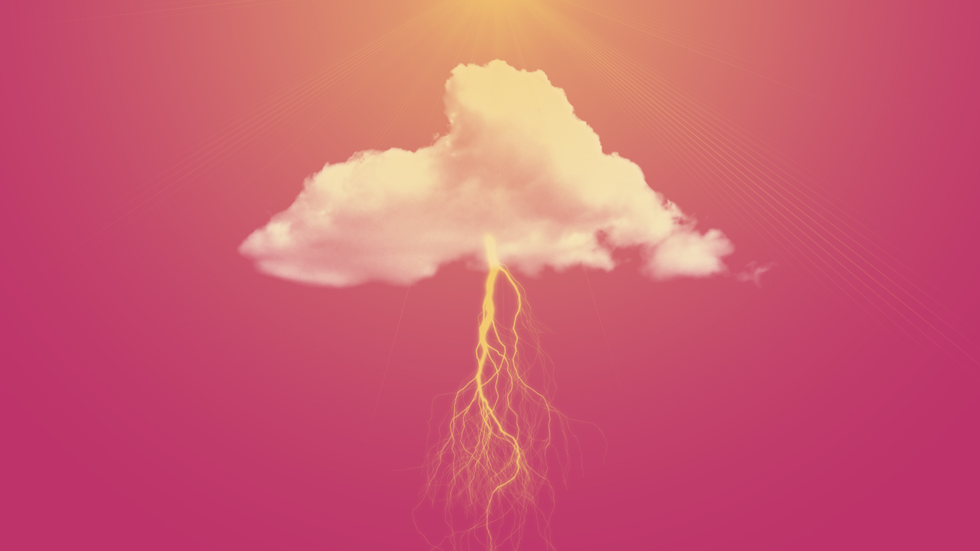 General 1920x1080 pink clouds lightning minimalism sun rays digital art