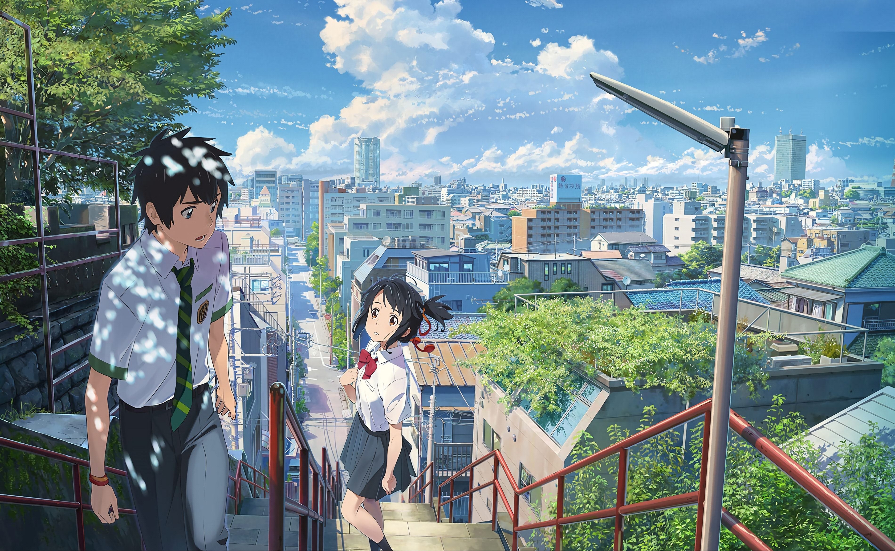 Anime 3800x2340 digital art artwork anime city cityscape anime girls anime boys Kimi no Na Wa Makoto Shinkai  Japan