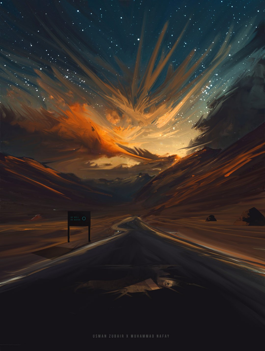 General 1080x1433 artwork digital art sunset road sky landscape portrait display