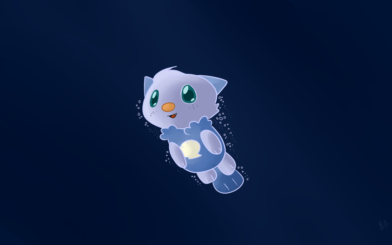 Anime 1280x800 Pokémon underwater blue background green eyes simple background