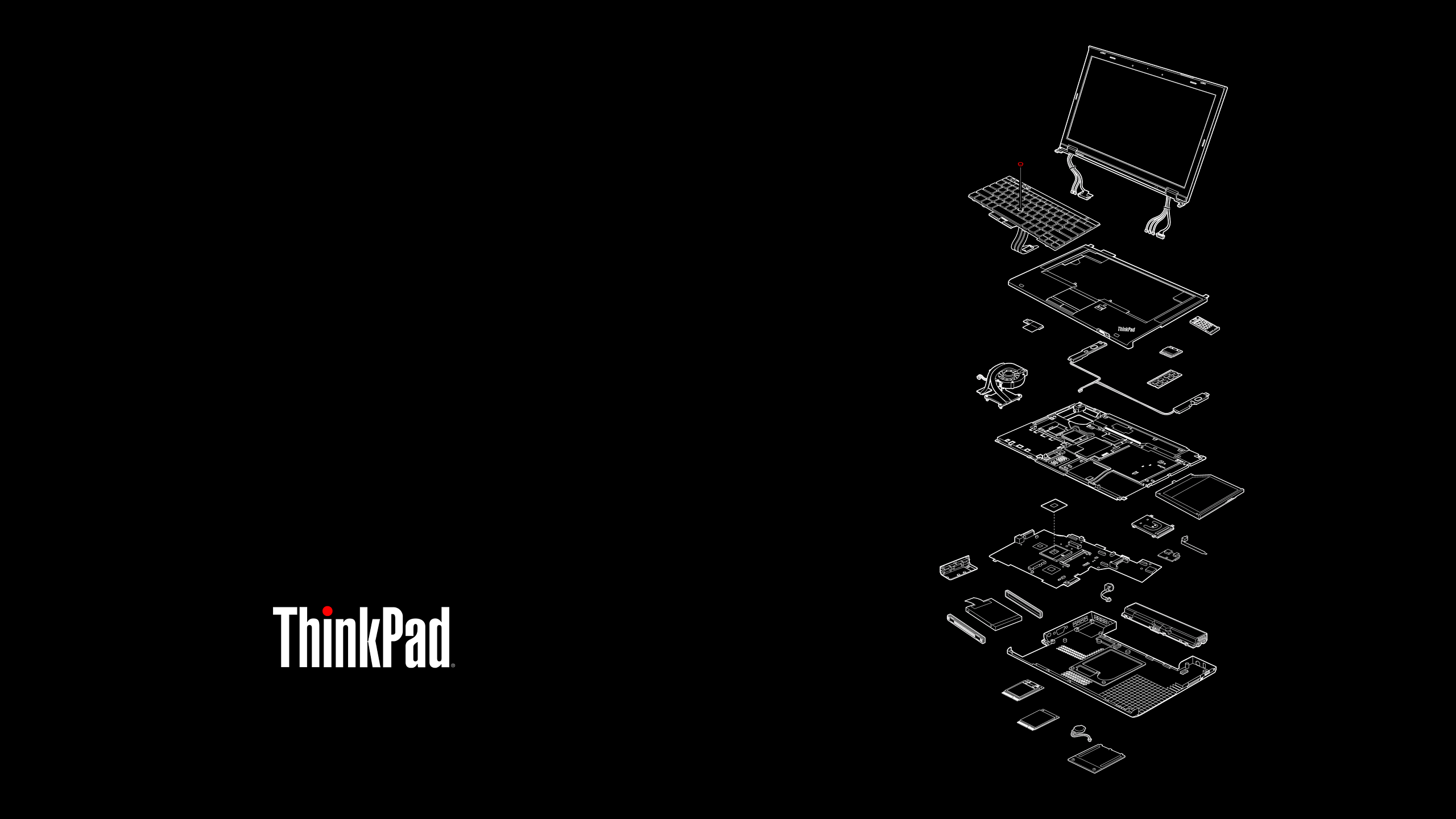 General 2560x1440 minimalism simple background technology black background ThinkPad brand exploded-view diagram laptop