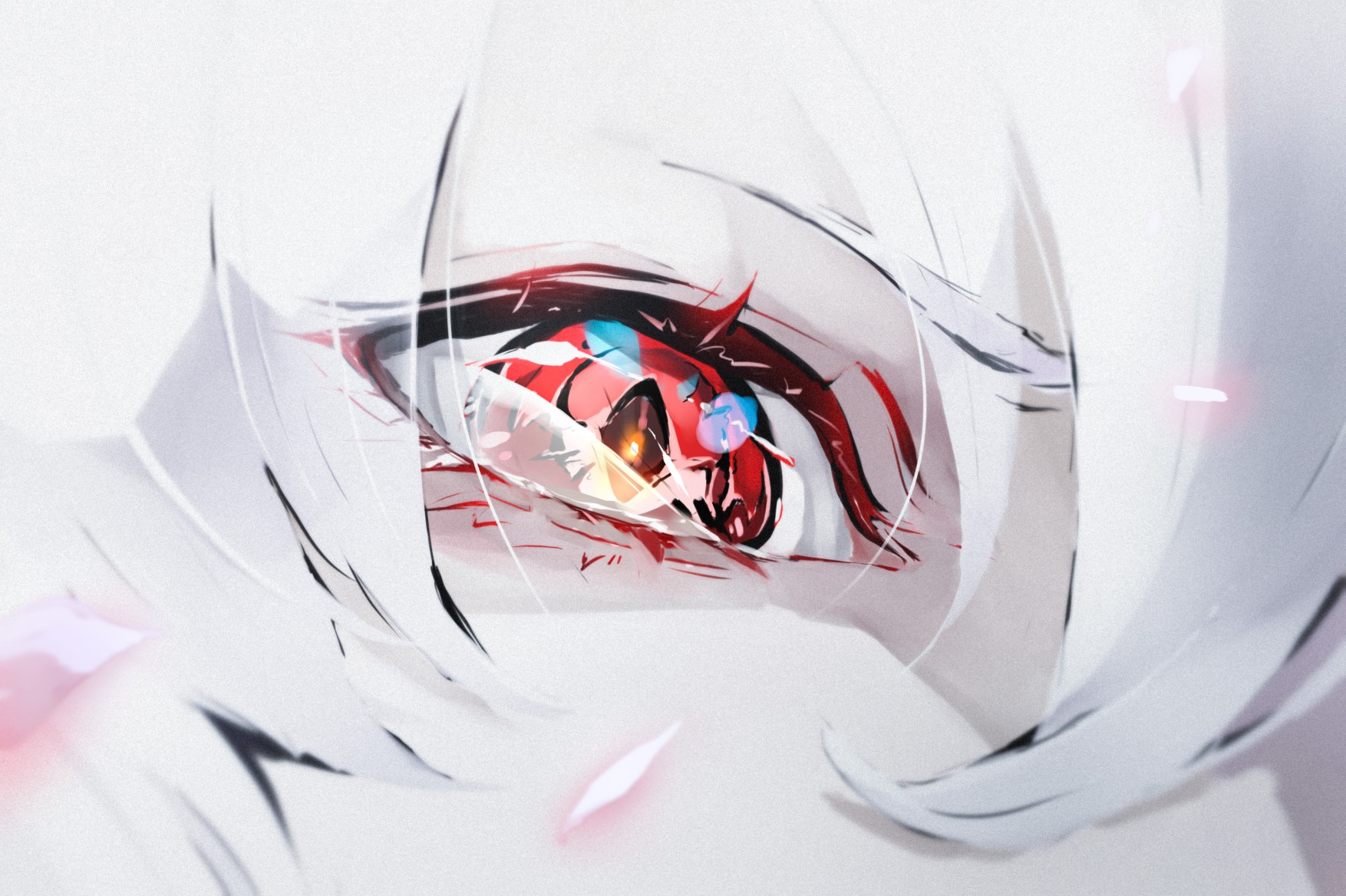 Anime 1754x1168 anime anime girls digital art artwork 2D portrait red eyes white hair eyes closeup Hoshizaki Reita