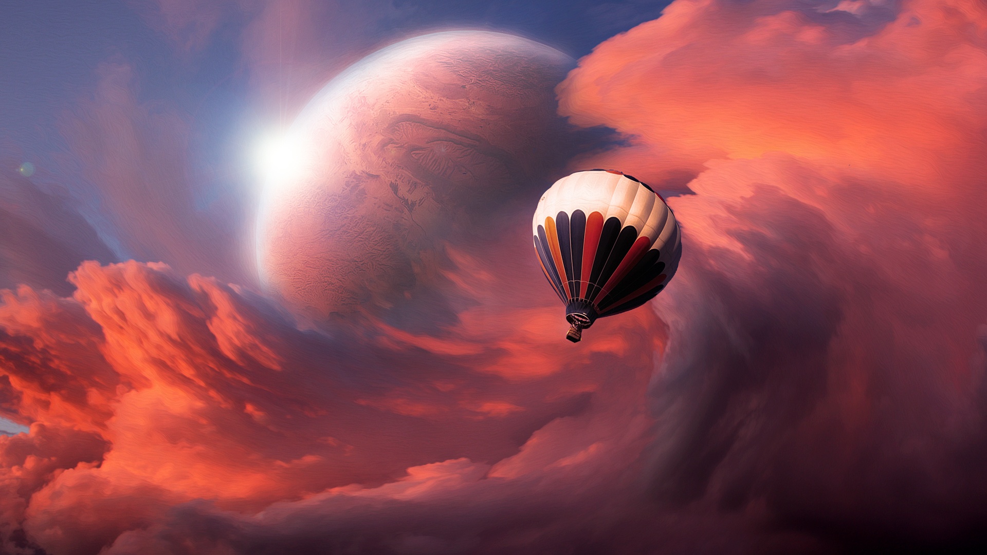 General 1920x1080 hot air balloons clouds sky sunlight planet digital art