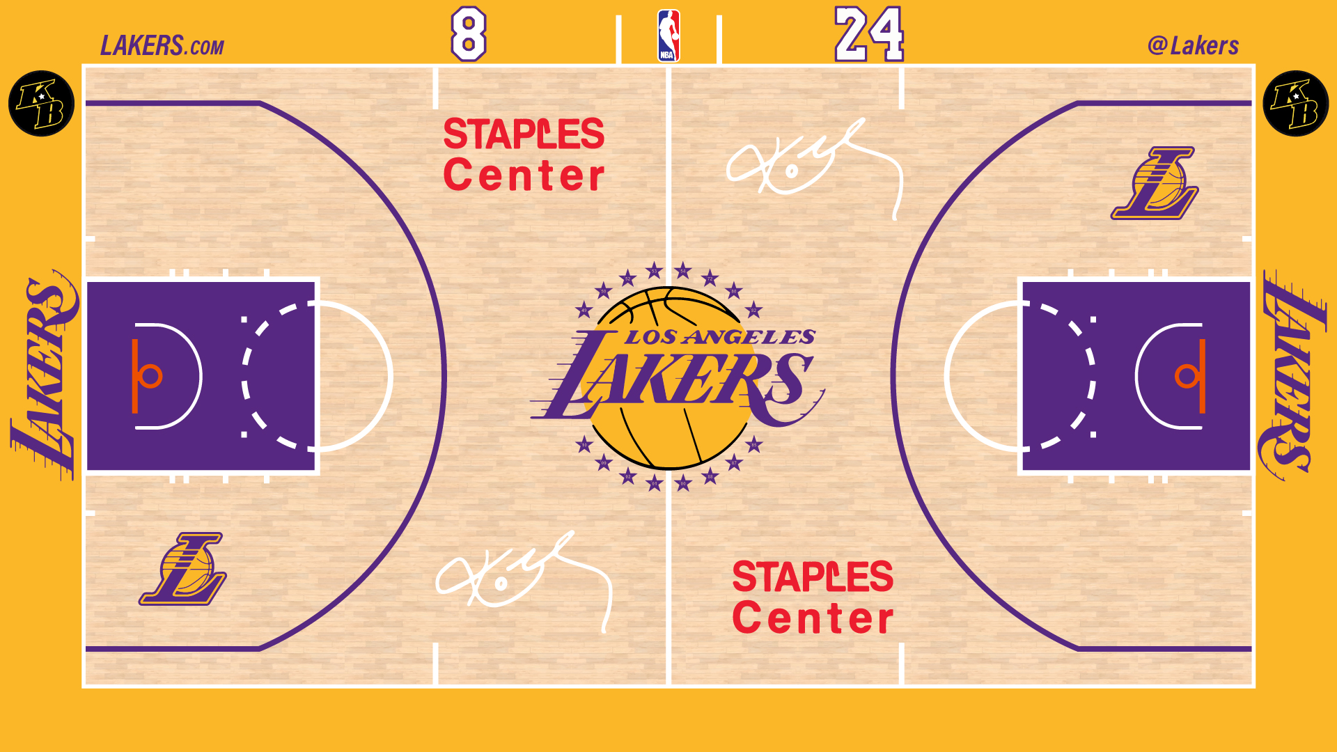 General 1920x1080 NBA Los Angeles Lakers basketball basketball court tribute digital art Kobe Bryant signature