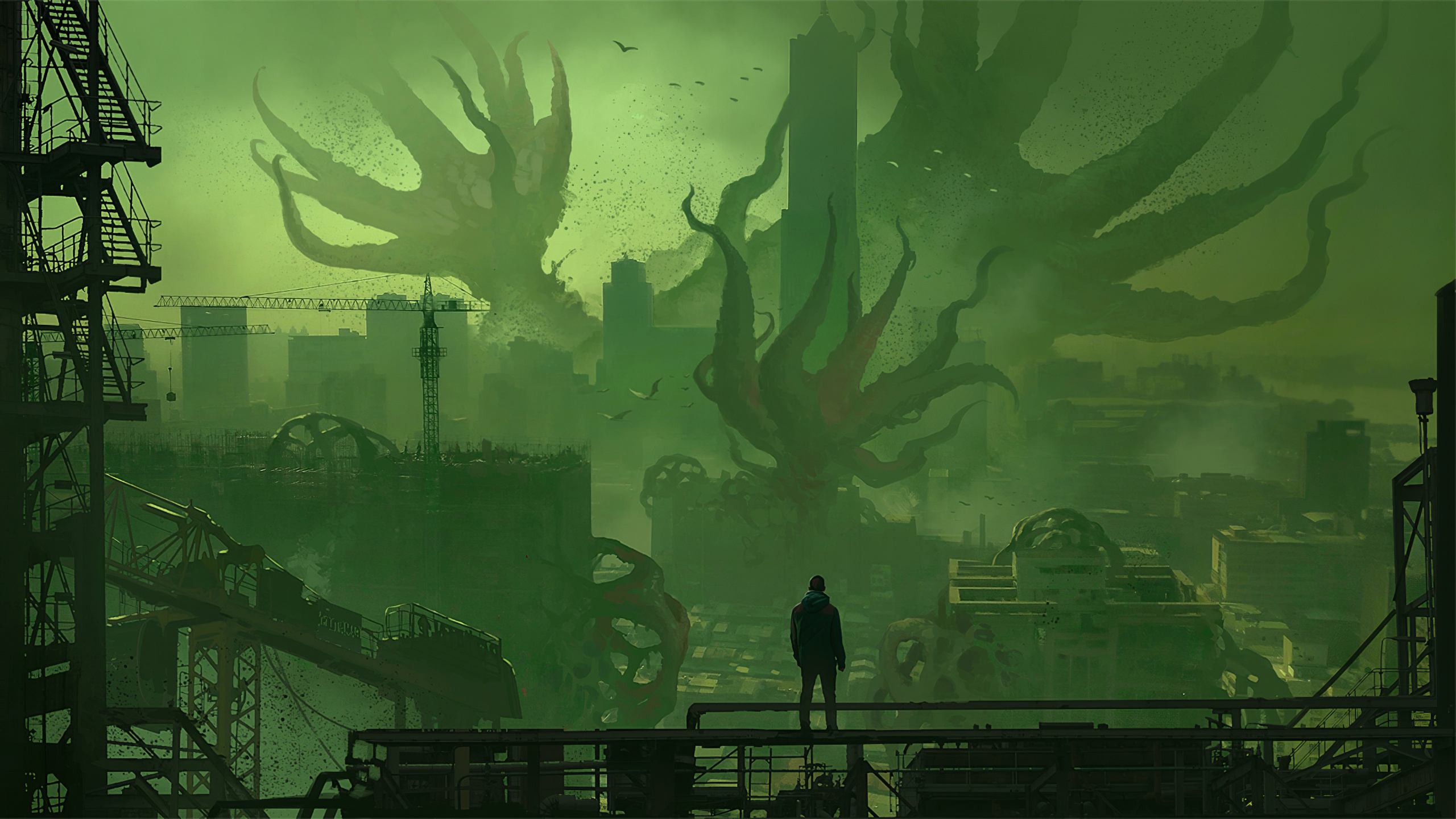 General 2560x1440 science fiction city toxic digital art artwork