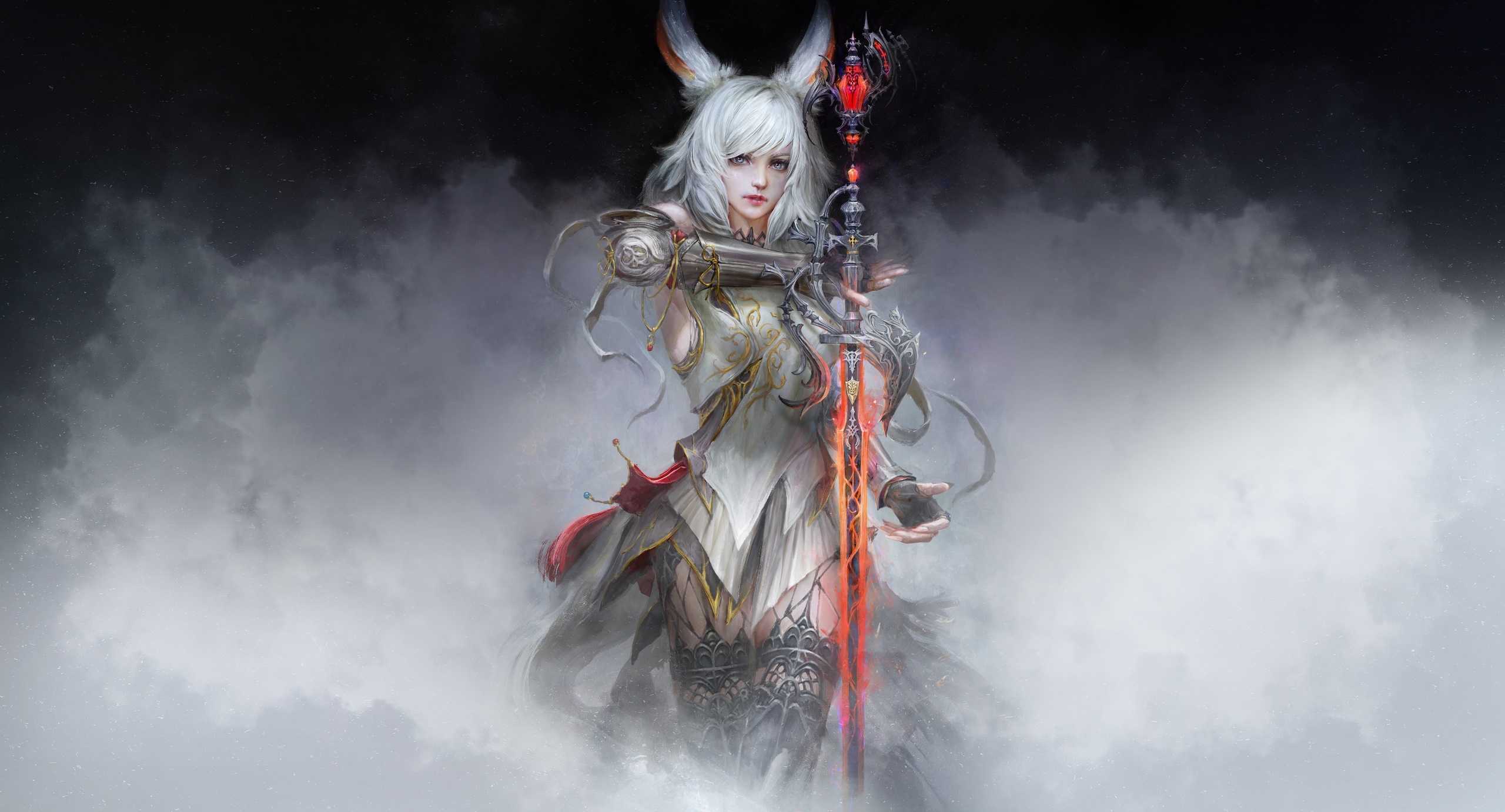 General 2560x1382 artwork fantasy girl fantasy art illustration sword viera