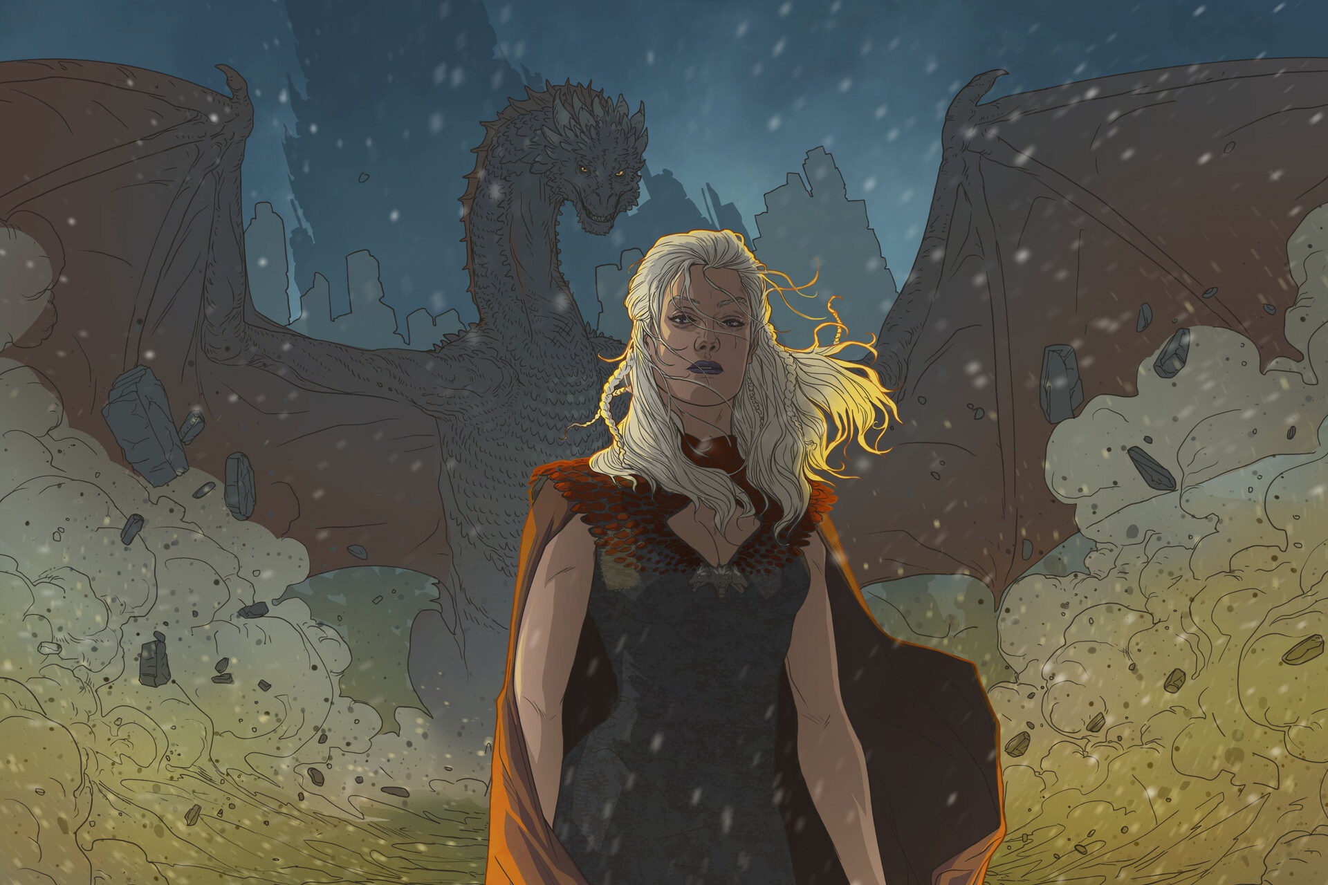 General 1920x1280 Game of Thrones Daenerys Targaryen fantasy art fantasy girl dragon creature low-angle digital art