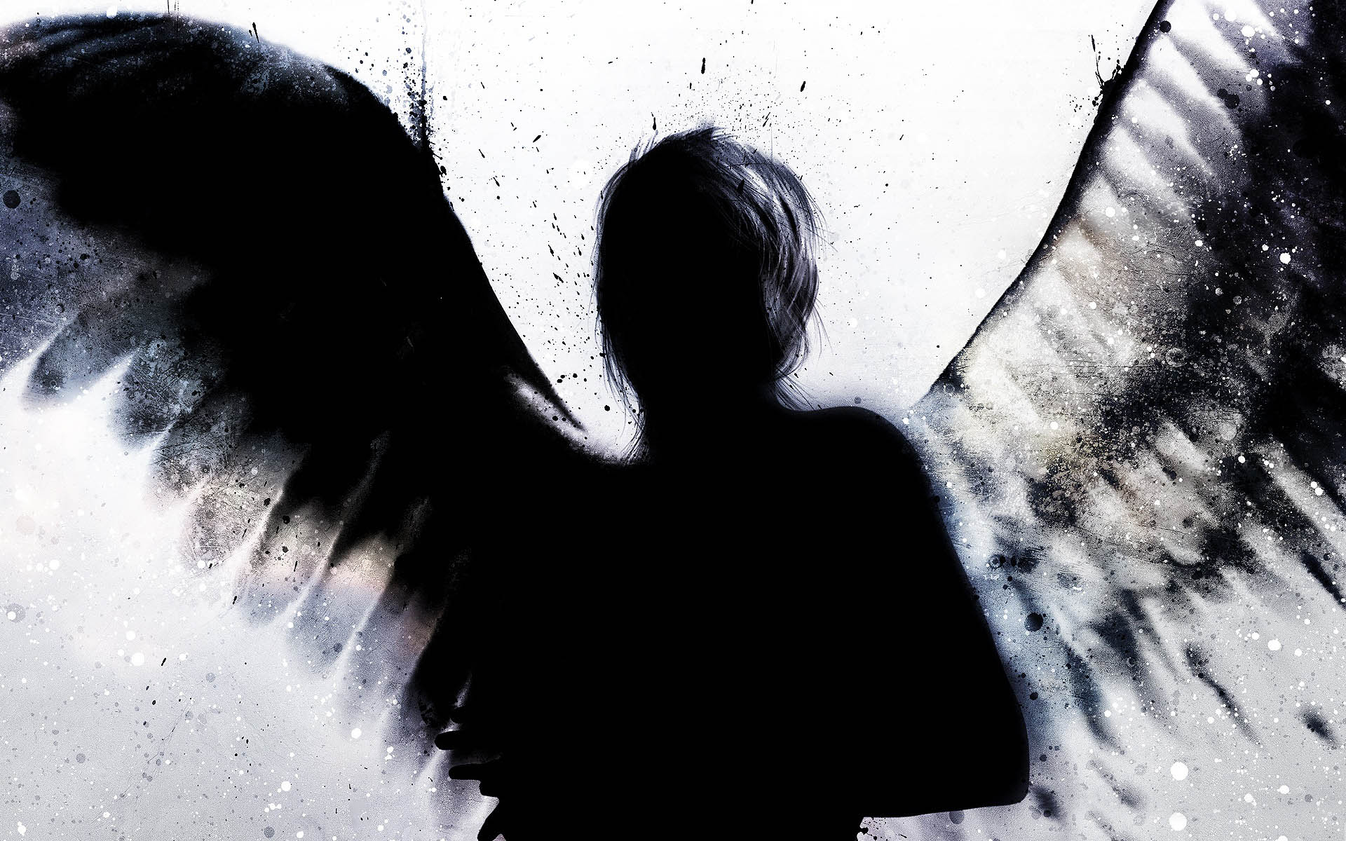 General 1920x1200 shadow angel digital art dark fantasy art wings white background silhouette men