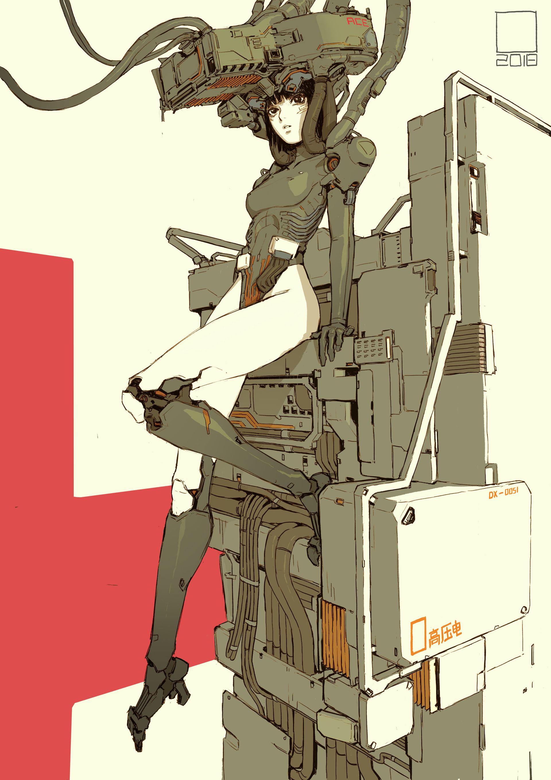 Anime 1920x2716 tan di wires cyborg robot women