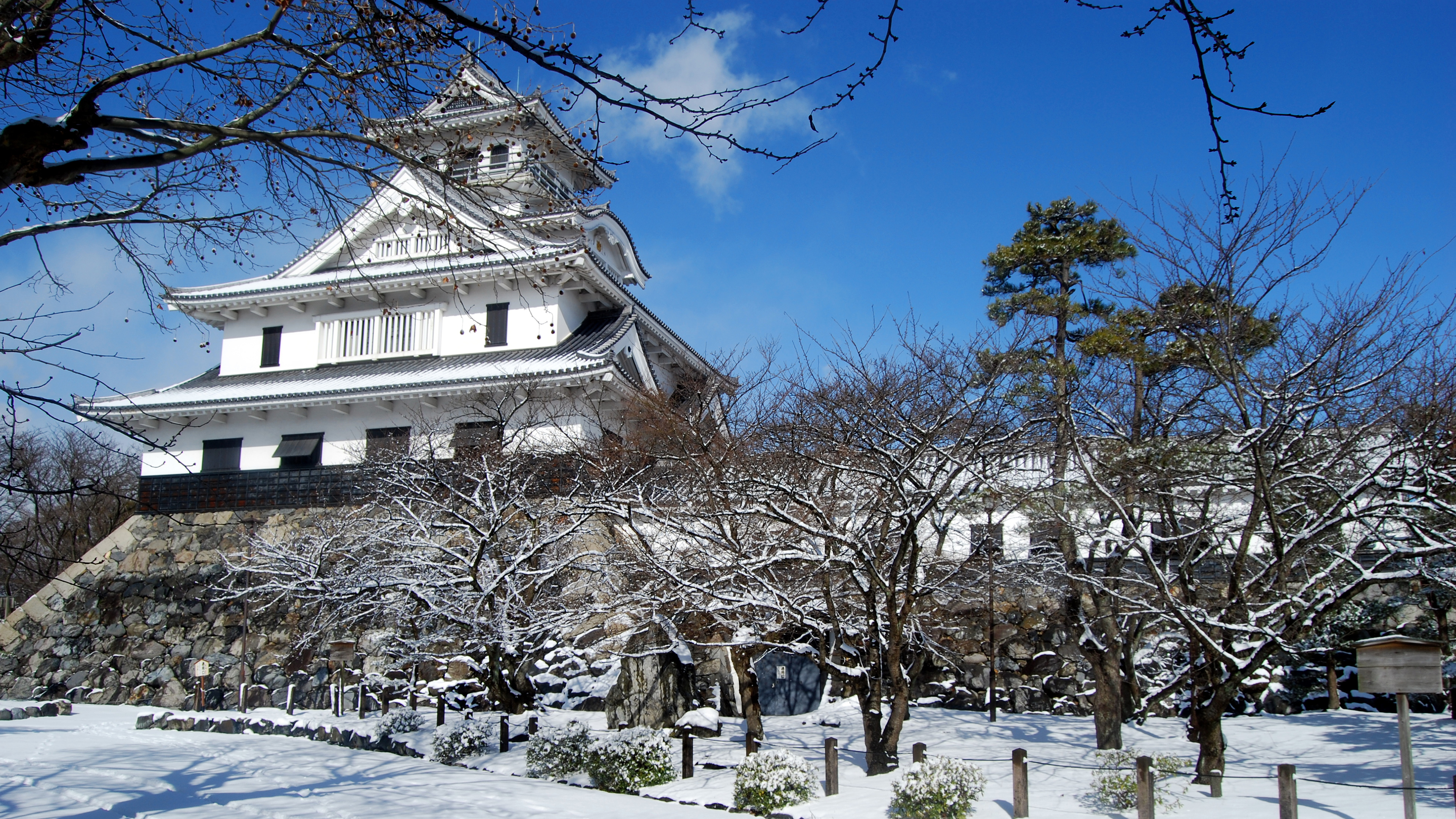 General 3840x2160 Japan winter snow temple Asian architecture