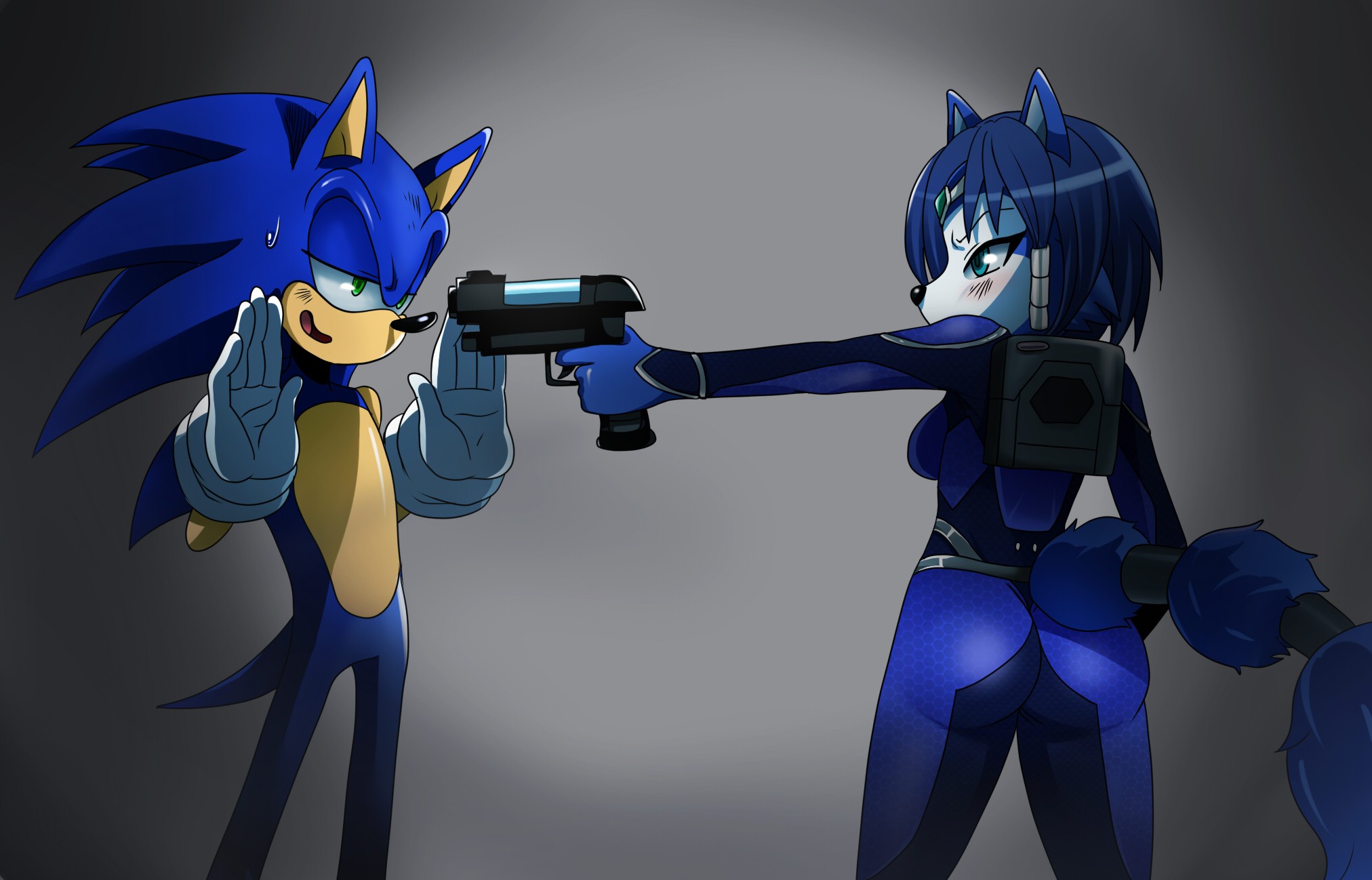 General 2024x1298 Sonic the Hedgehog fan art ass gun video game characters video games weapon Krystal Anthro