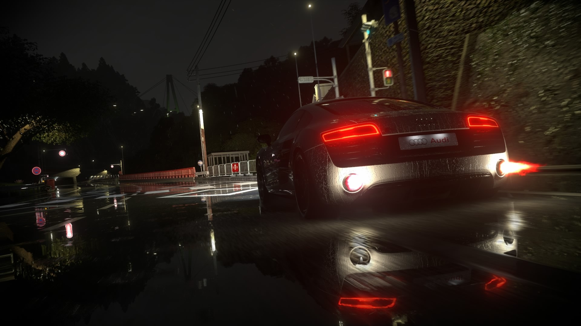 General 1920x1080 Driveclub Audi rain Audi R8 video games night road lights wet road screen shot car