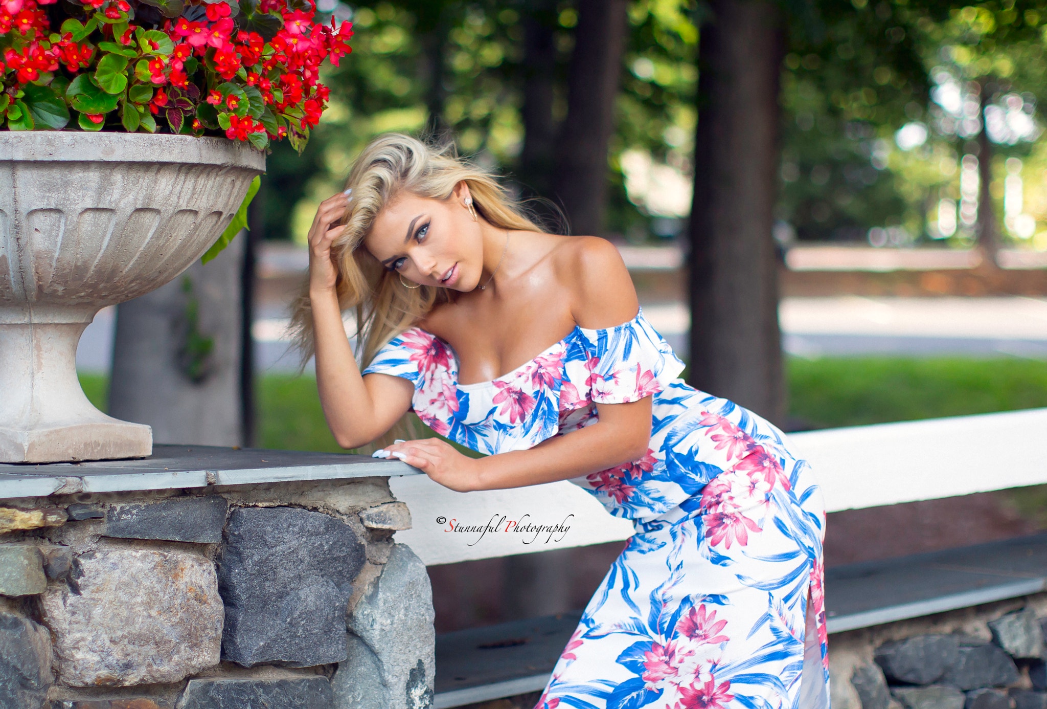 People 2048x1386 women blonde face dress bare shoulders cleavage women outdoors tanned Neesy Rizzo summer  dress Stunnaful Photography hoop earrings watermarked