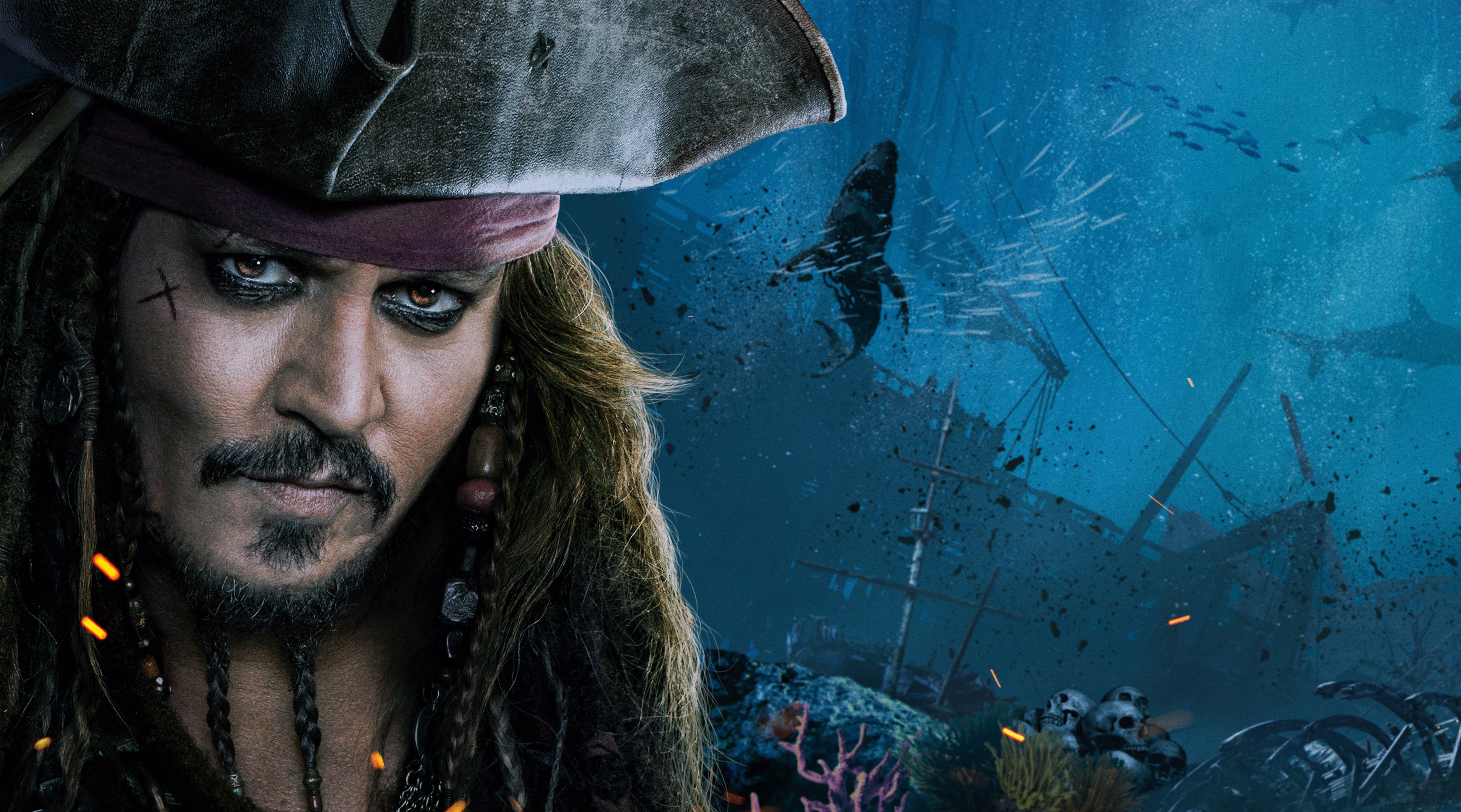 People 4974x2766 Pirates of the Caribbean: Dead Men Tell No Tales Pirates of the Caribbean movies Davy Jones Jack Sparrow Johnny Depp men