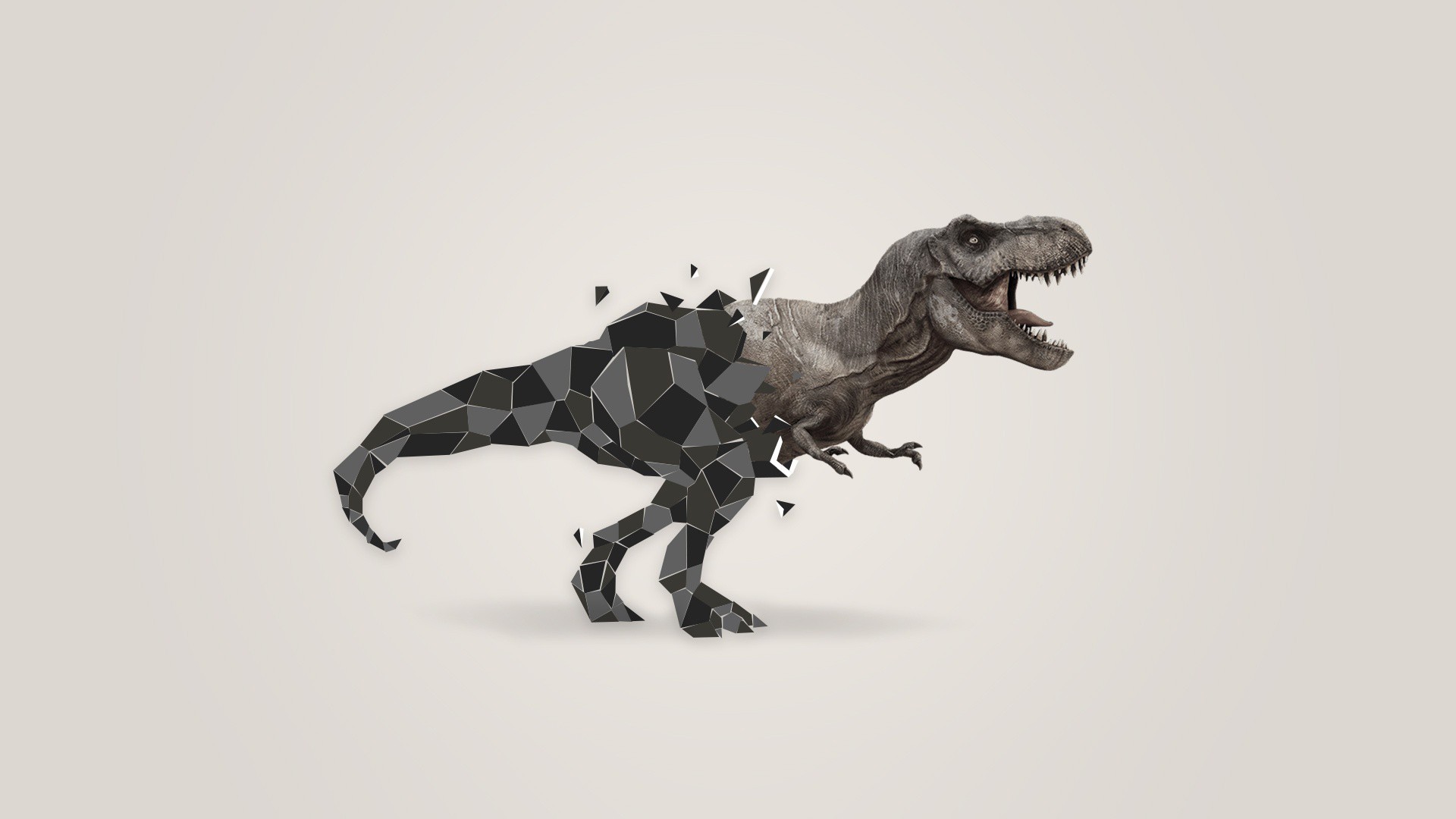 General 1920x1080 low poly dinosaurs digital art simple background animals white background