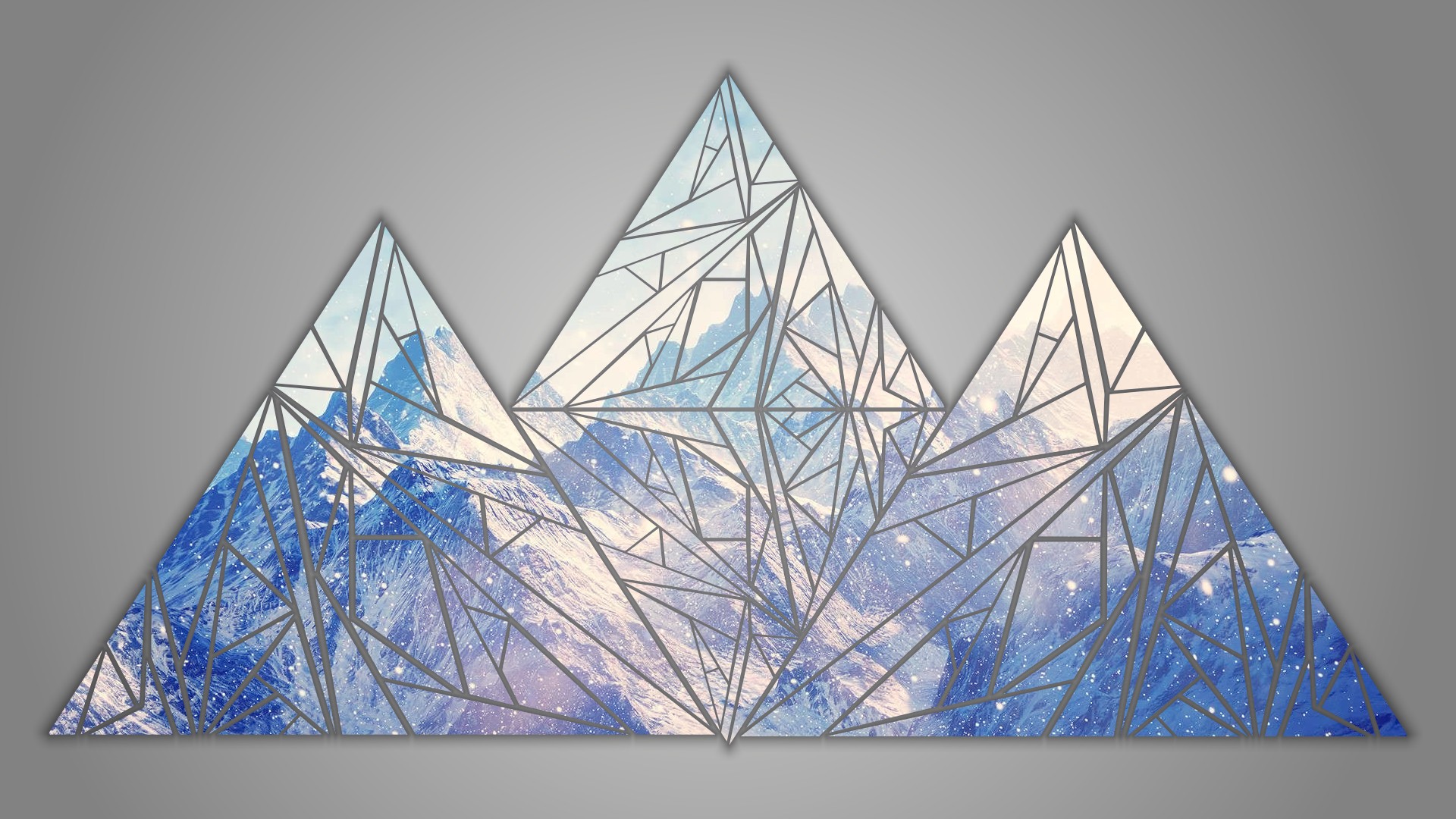 General 1920x1080 mountains shapes RGB blue poly facets simple background lines geometry gray background triangle DeviantArt