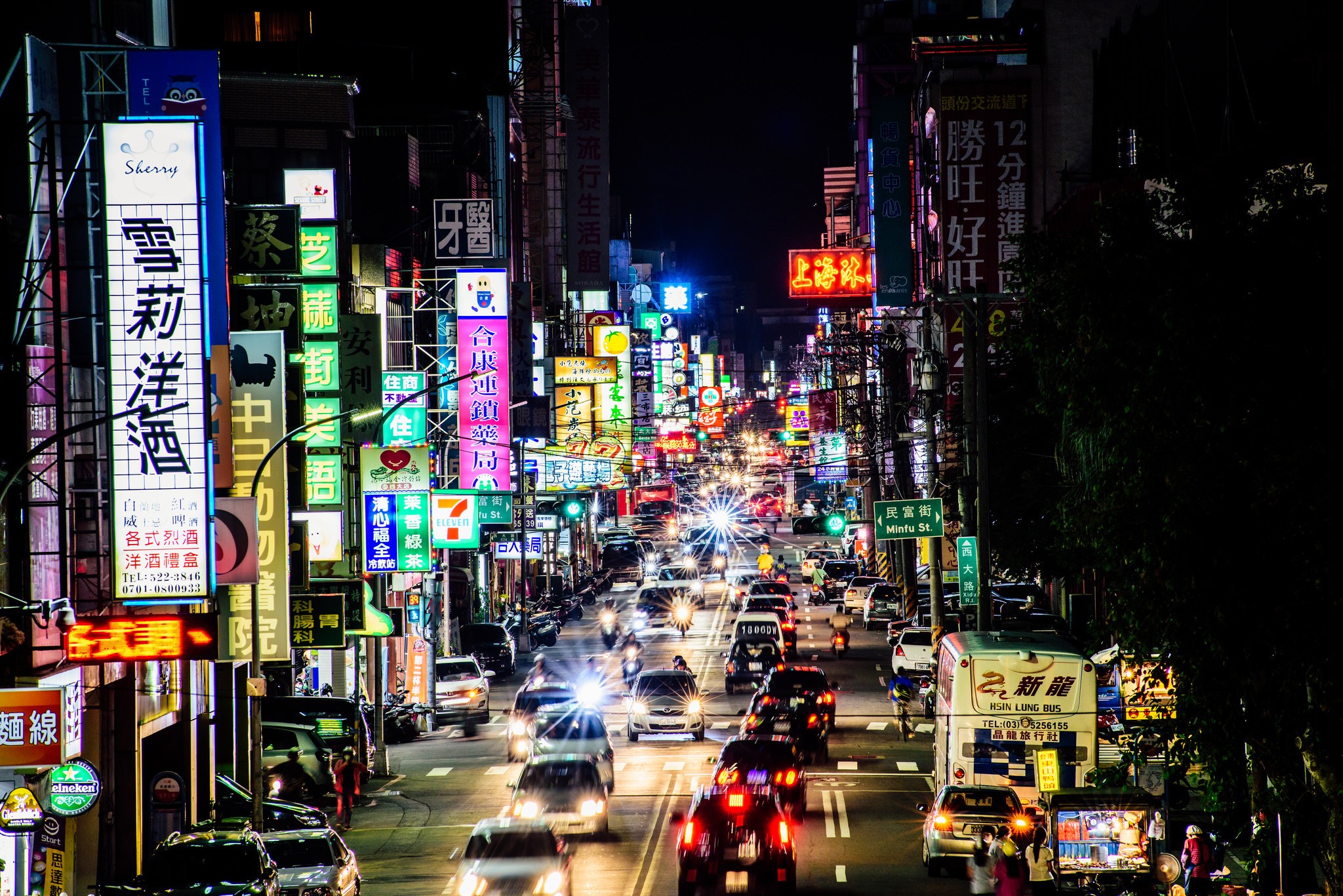 General 2048x1367 city Asia urban night street traffic city lights