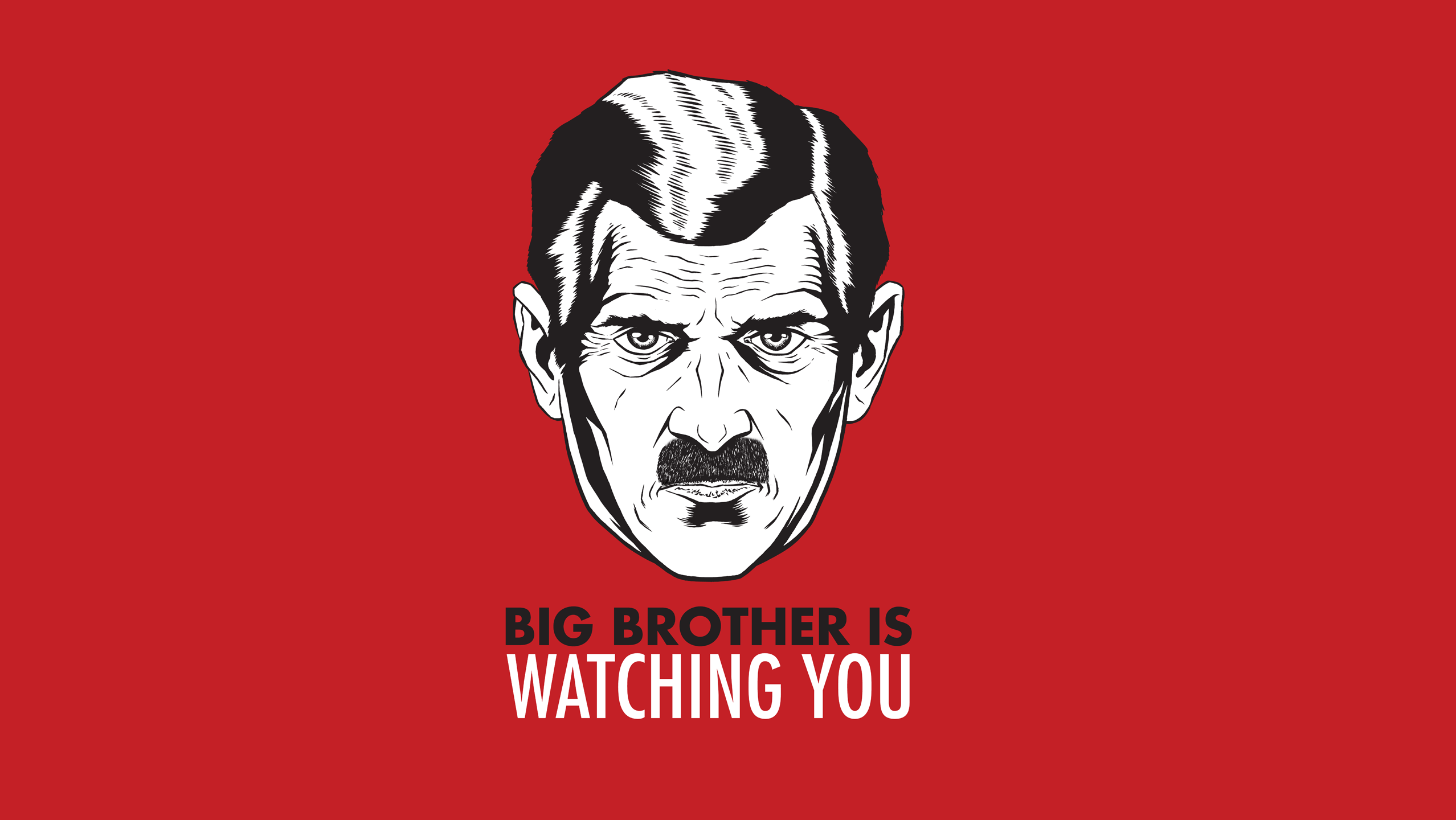 General 2556x1440 red background face big brother moustache red typography dystopian 1984 George Orwell