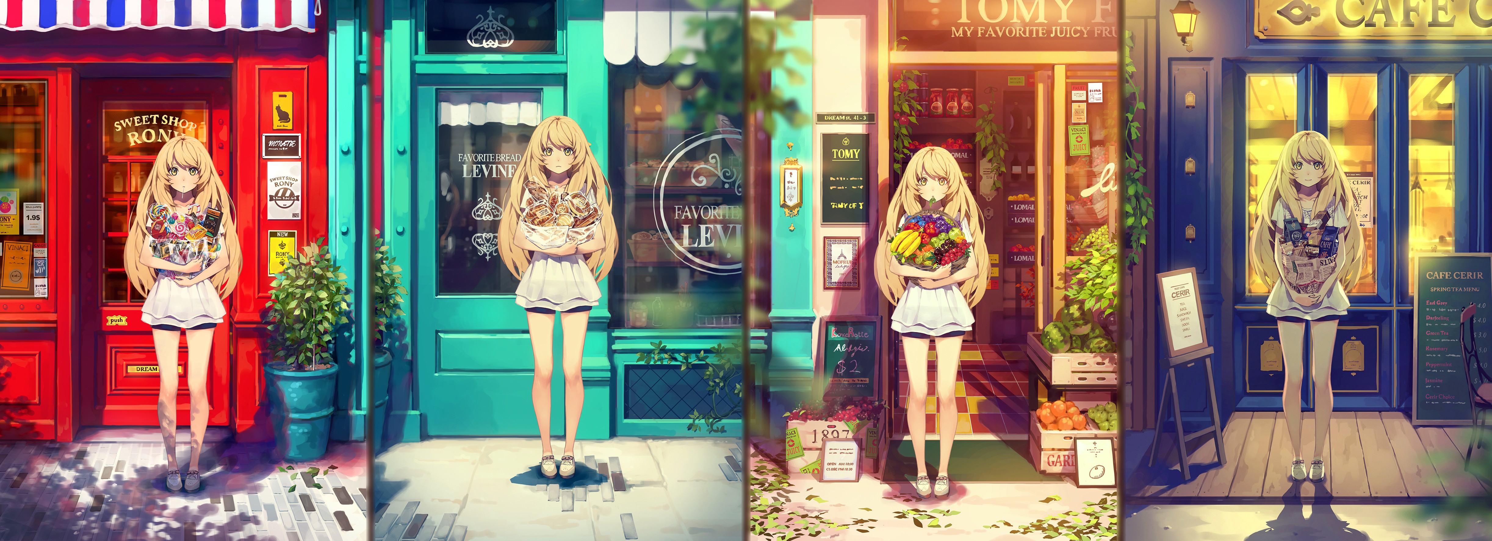 Anime 4890x1776 anime girls stores sweets blonde lollipop long hair yohan12 collage