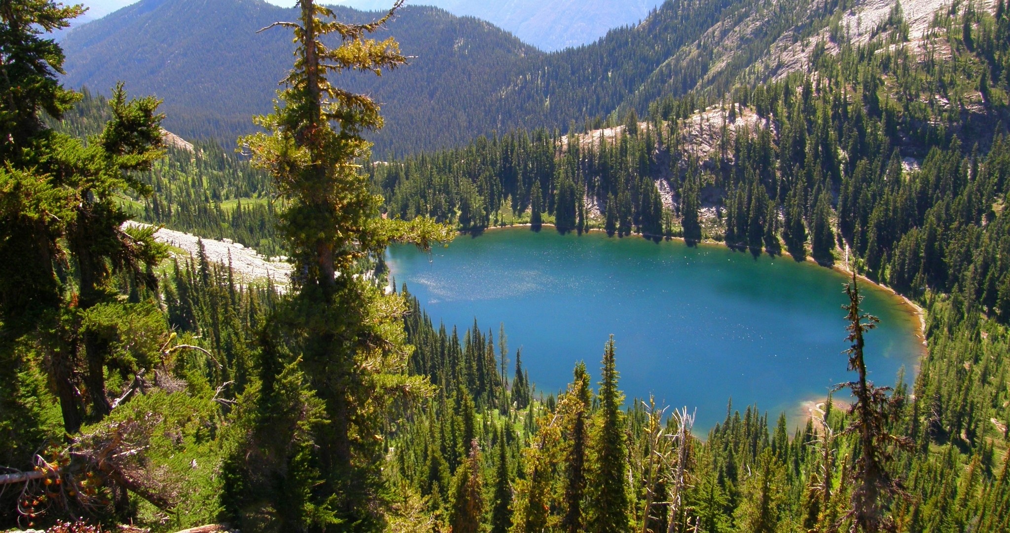 General 2048x1080 photography landscape nature lake mountains forest summer Washington (state)