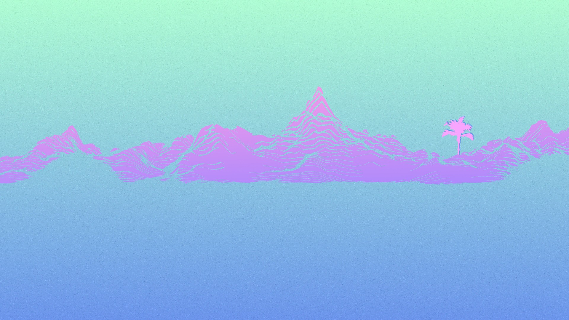 General 1920x1080 neon mountains minimalism purple cyan