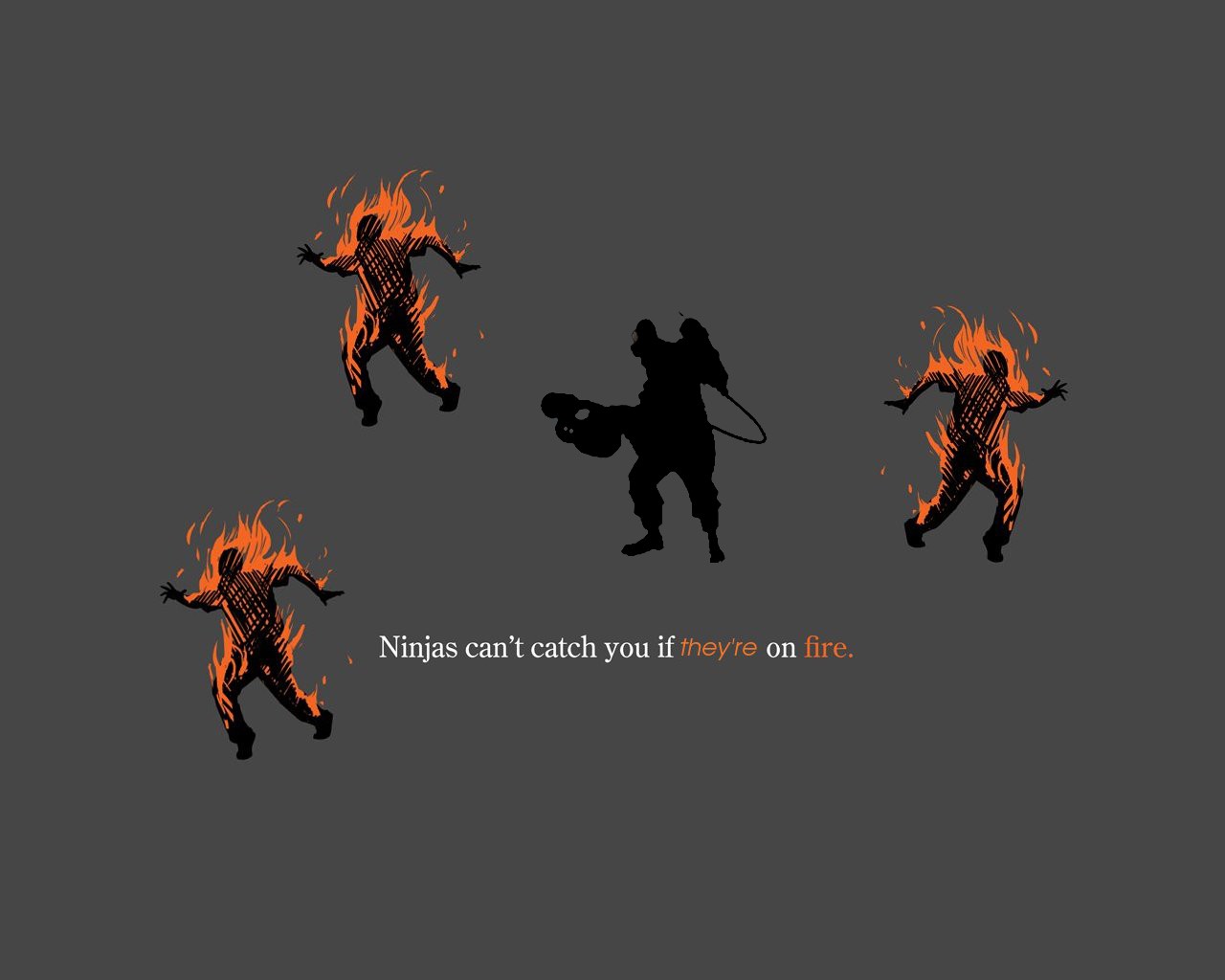 General 1280x1024 ninjas can't catch you if humor minimalism ninjas simple background gray background