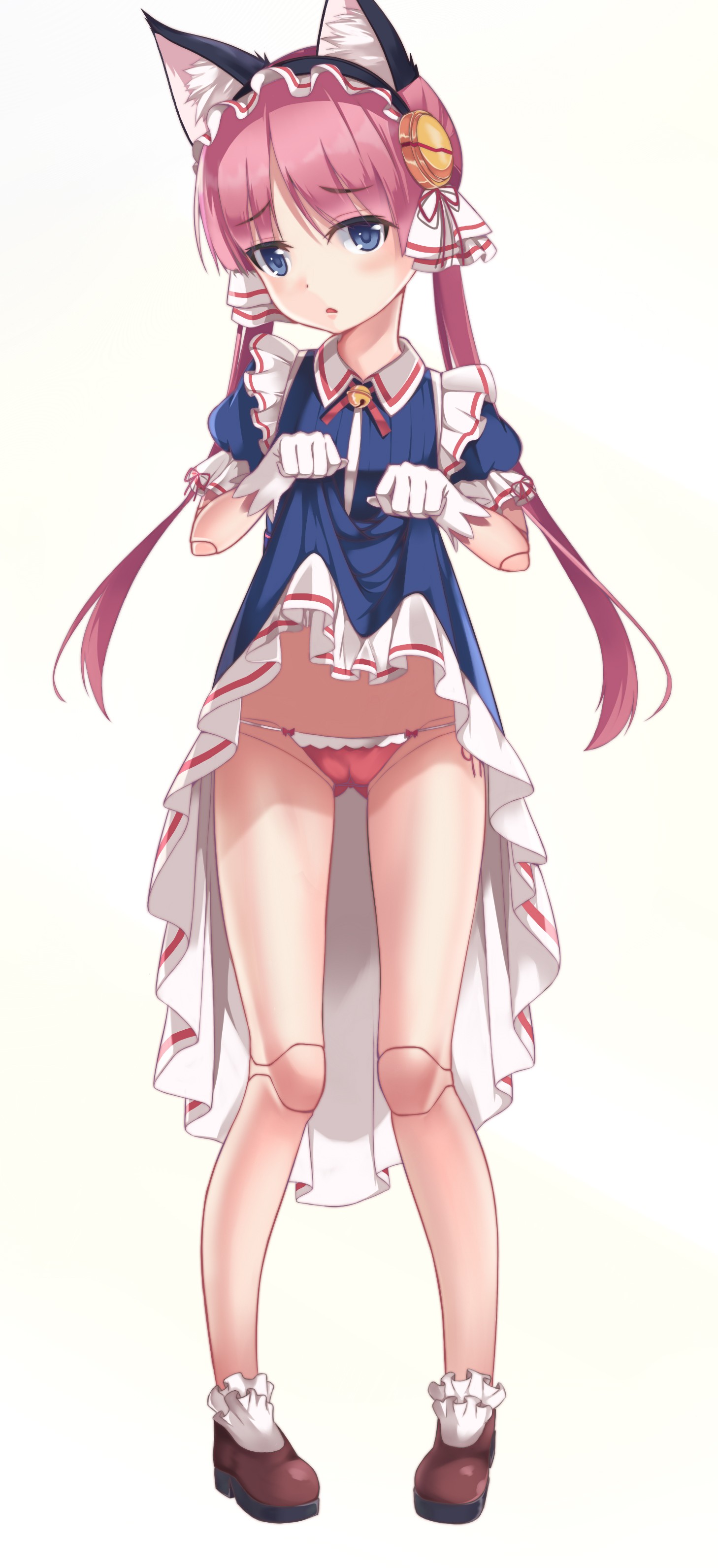 Anime 1458x3184 anime anime girls ecchi lifting skirt cat girl panties simple background white background