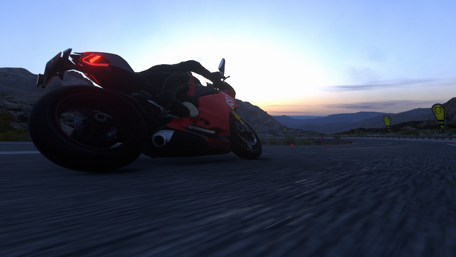 General 1920x1080 motorcycle asphalt sunset