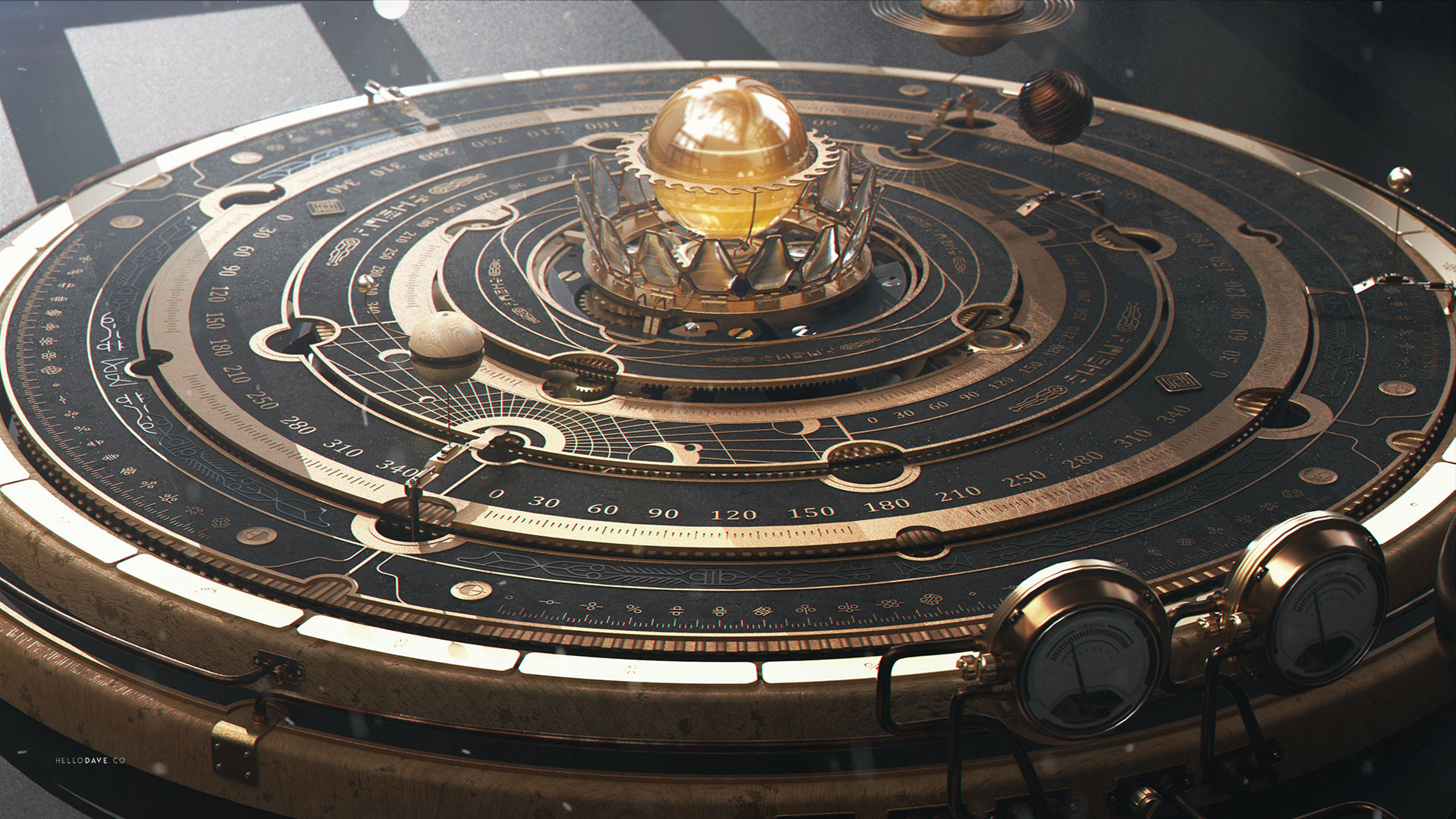 General 1920x1080 steampunk planet astronomy orrery