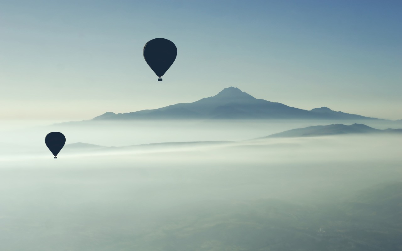 General 1280x800 balloon hot air balloons mist mountains sky