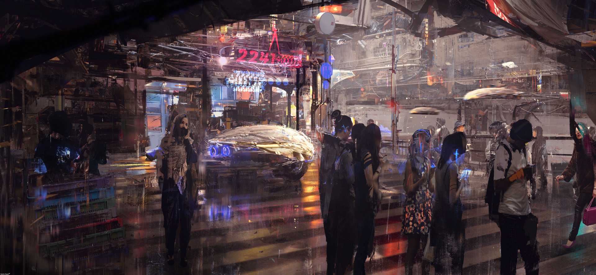 General 1920x887 cyberpunk science fiction digital art futuristic city urban people artwork