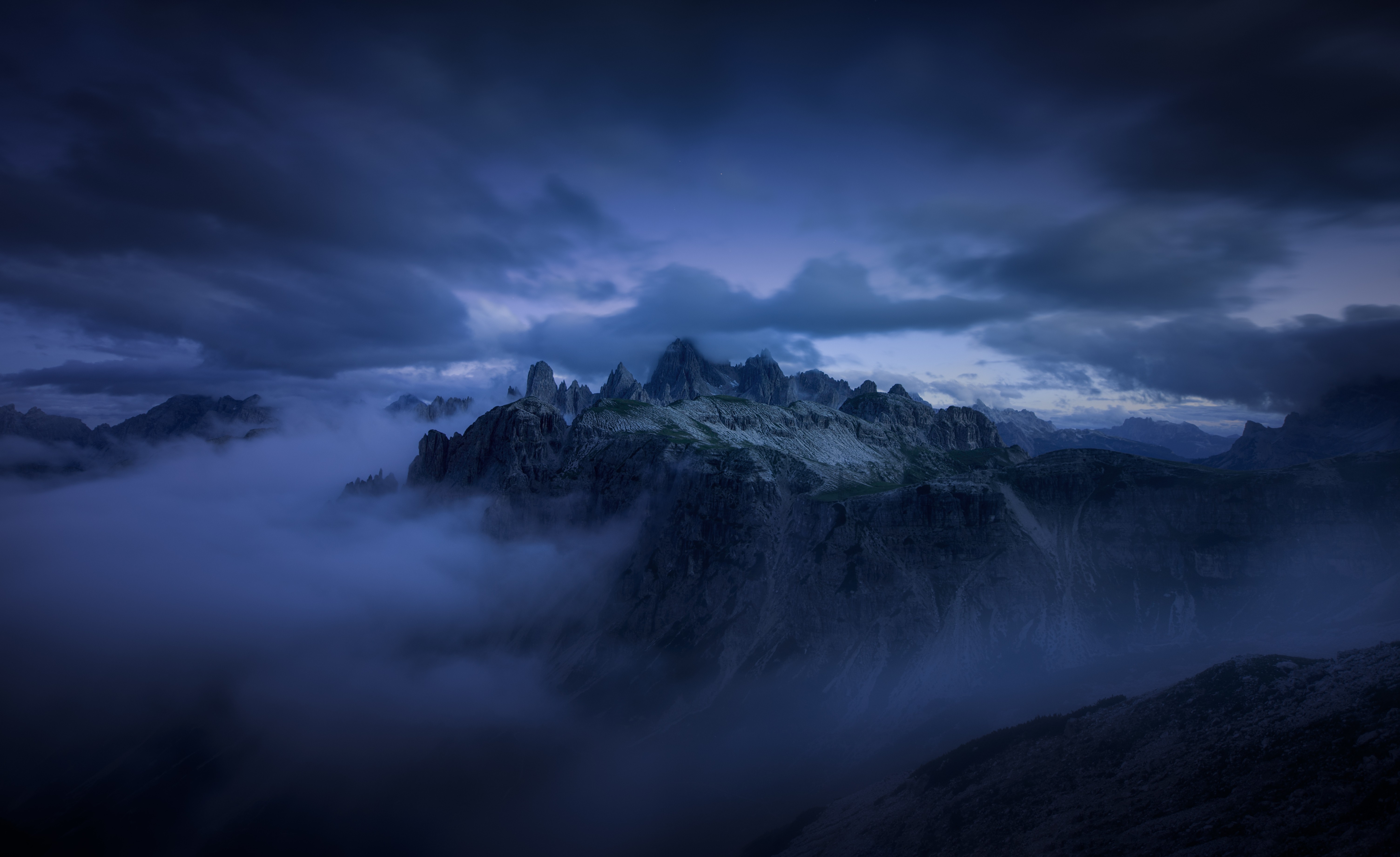 General 6016x3682 nature photography landscape mountains sunrise mist clouds cliff blue Alps low light