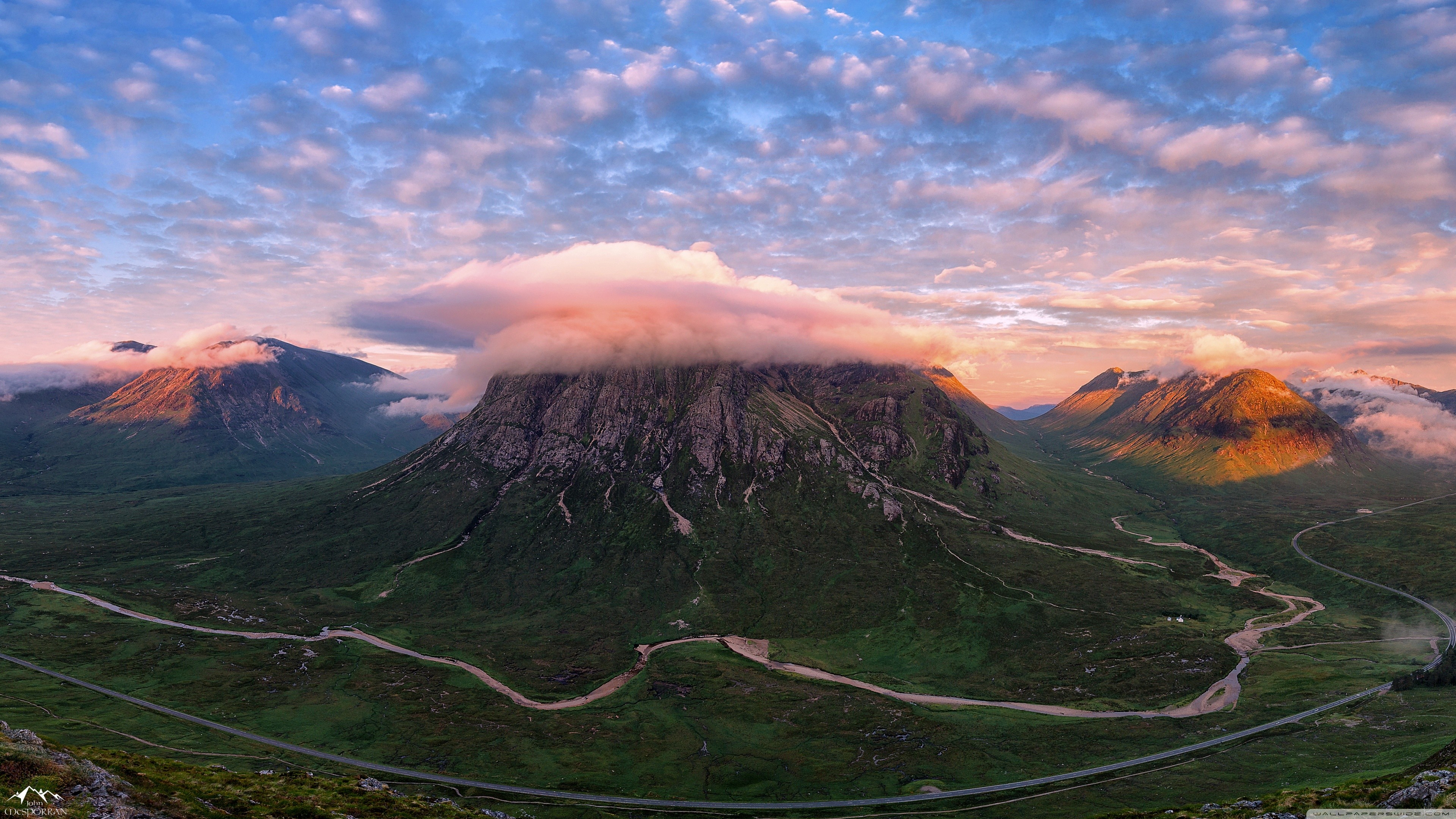 General 3840x2160 nature forest river mountain pass clouds landscape sky Scottish Highlands