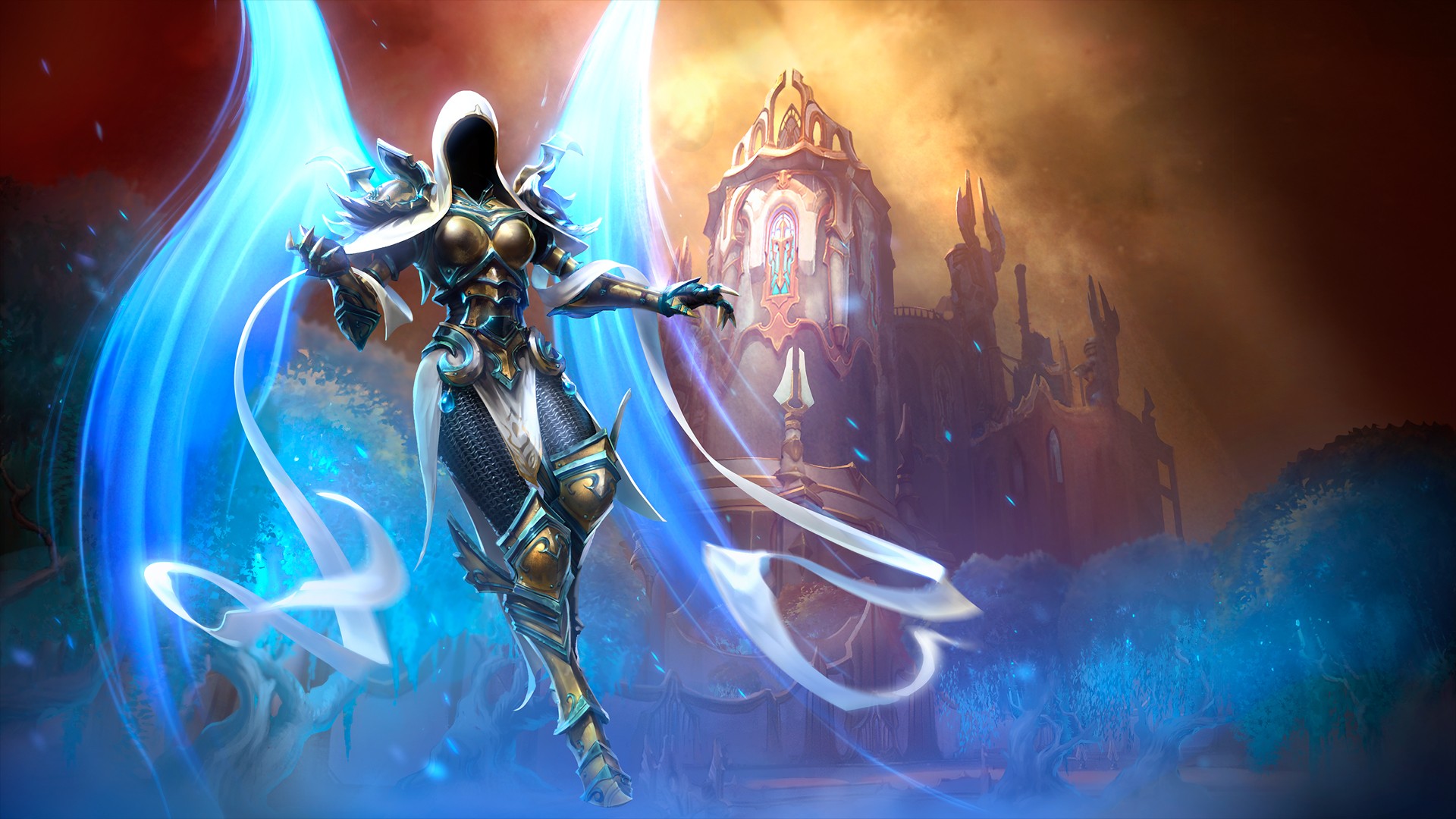 General 1920x1080 Heroes of the Storm Auriel (Diablo) video games cyan wings video game characters Blizzard Entertainment