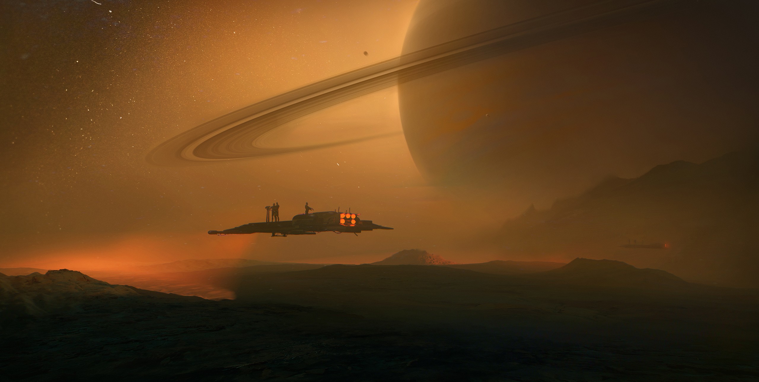 General 2560x1290 science fiction titan planet planetary rings space space art DeviantArt