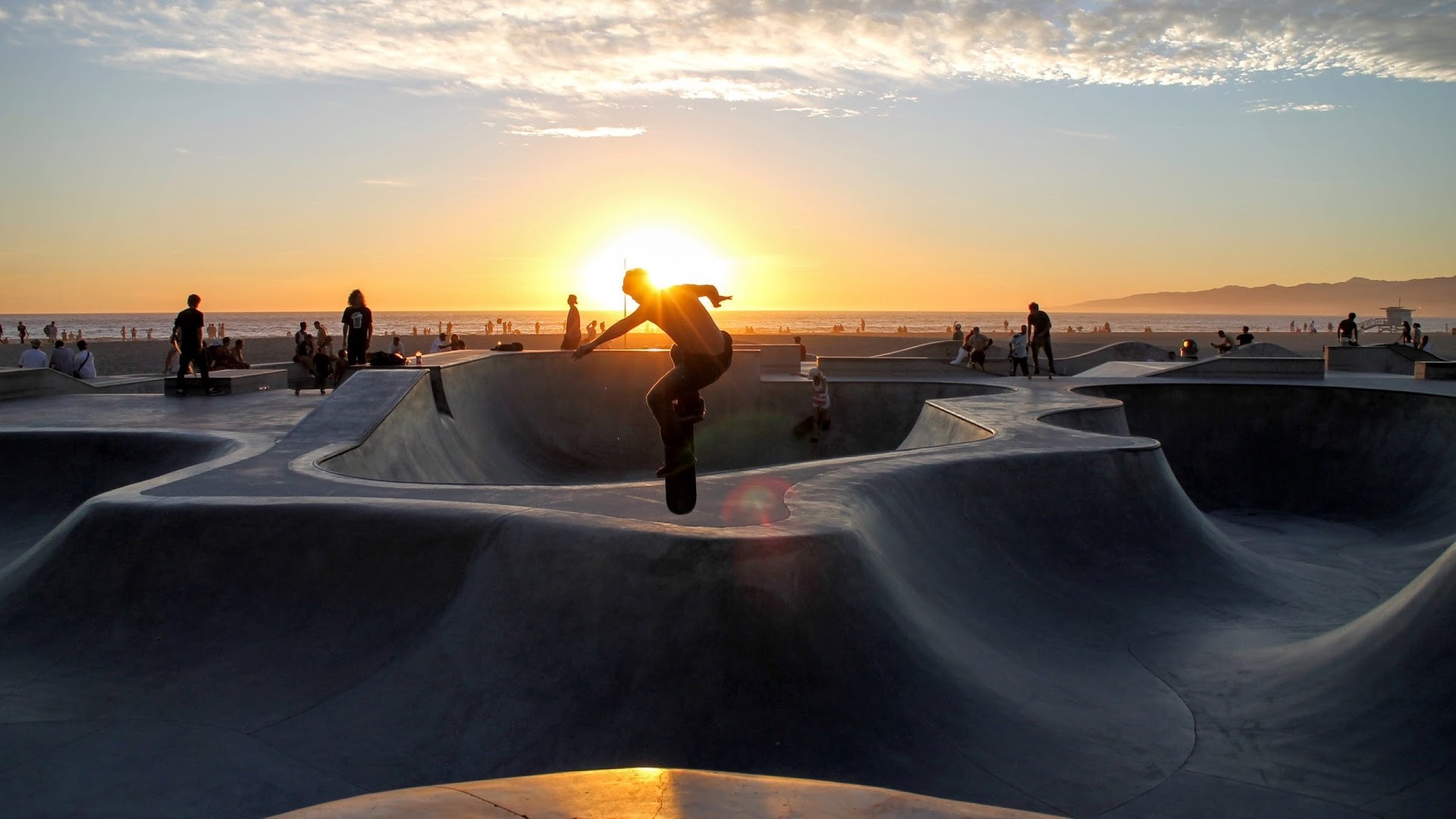 General 1920x1080 skateboarding sunset sport tracks sunlight outdoors