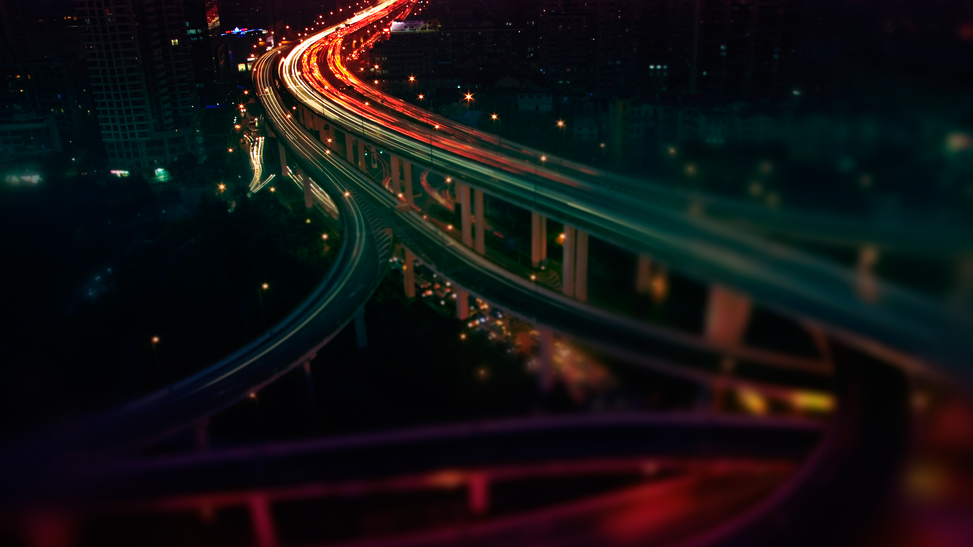 General 1920x1080 lights night cityscape long exposure dark city traffic highway road low light intersections