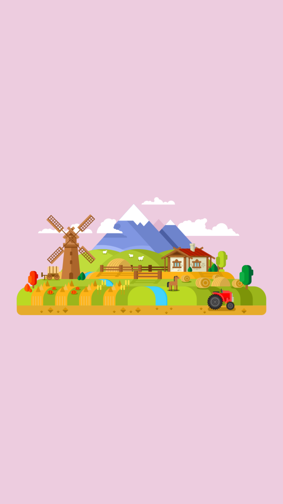 General 1080x1920 minimalism simple background artwork mountains windmill tractors vehicle