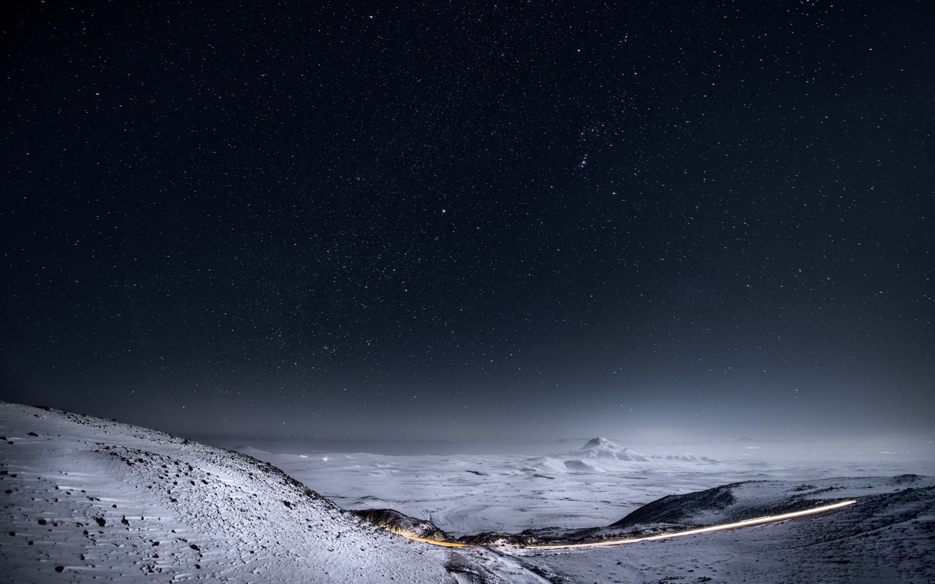 General 1920x1200 landscape night winter snow plains mountains light trails cold outdoors sky night sky stars