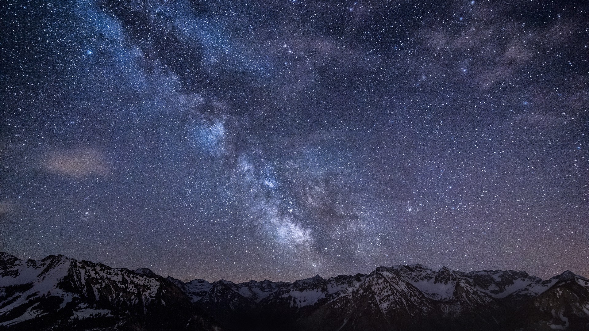 General 1920x1080 nature mountains Milky Way skyscape starry night sky stars snowy peak landscape