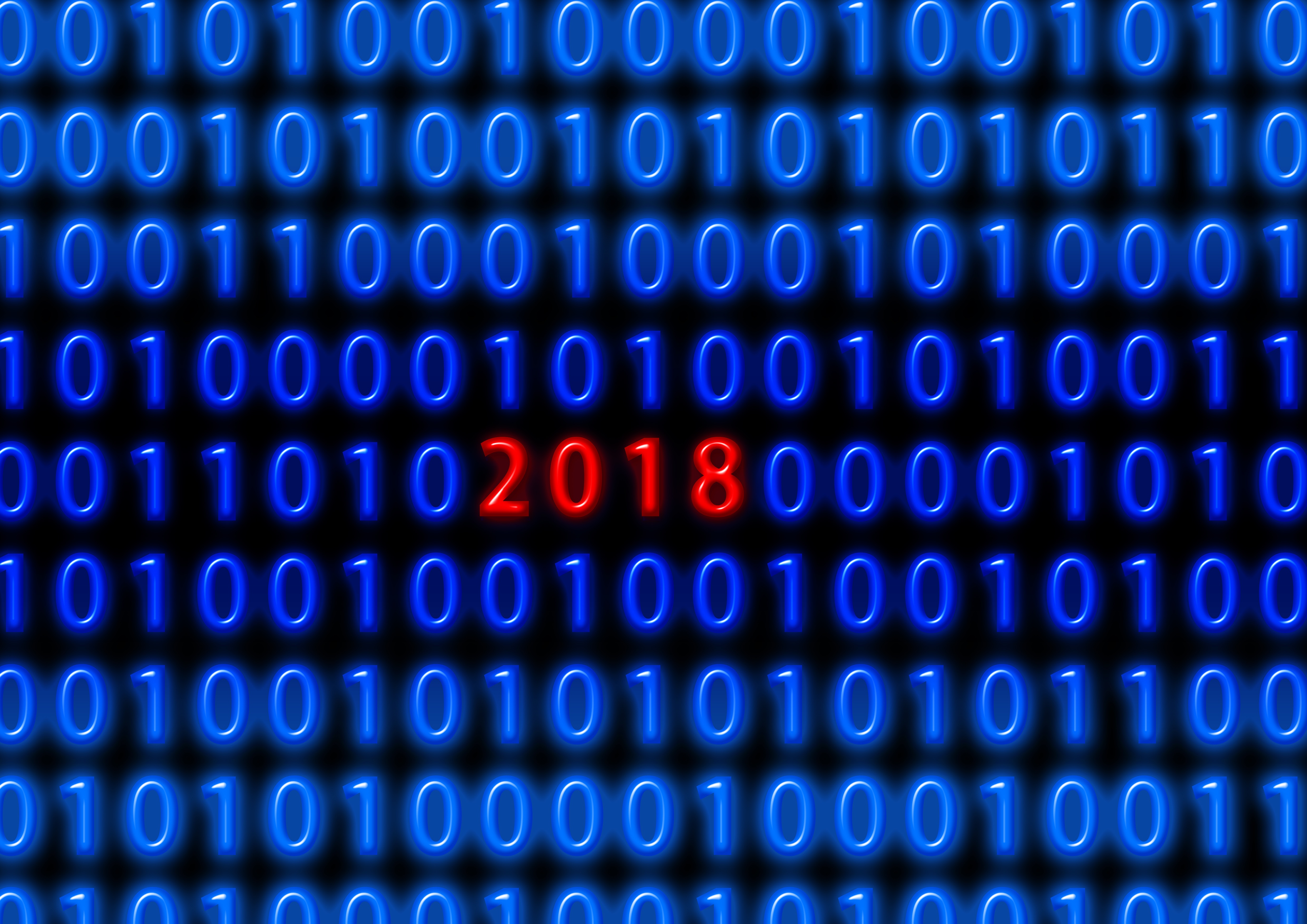 General 4961x3508 binary code numbers black background red blue New Year glowing