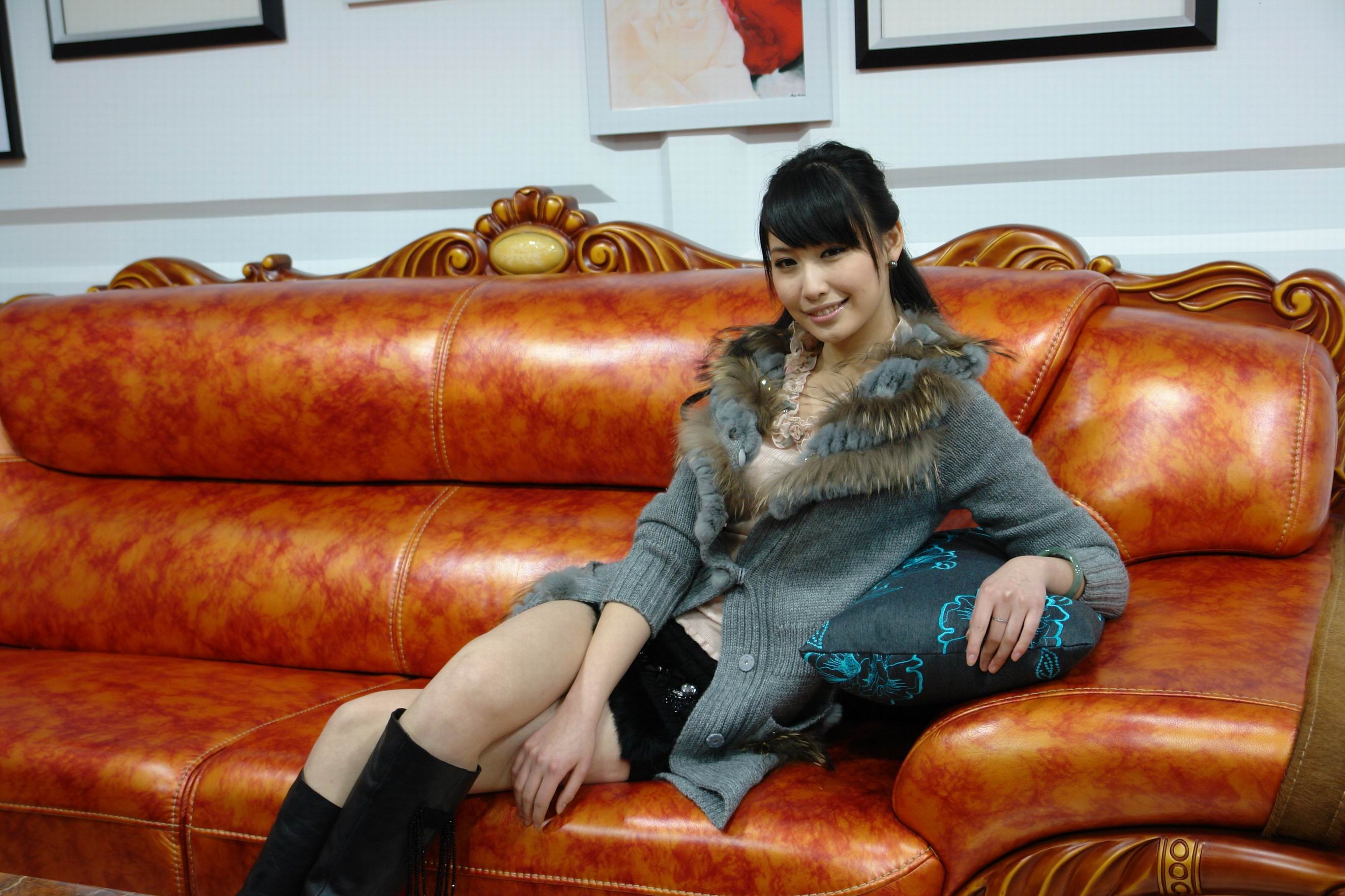 People 2645x1763 Diana Xu Miss World Asian couch dark hair boots women