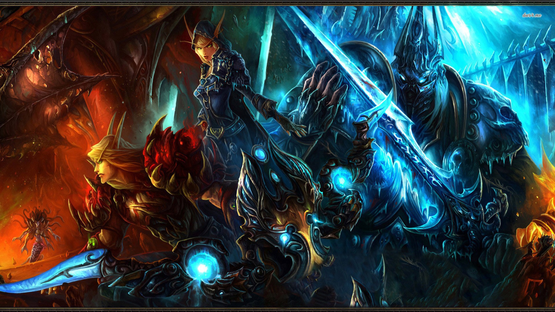General 1920x1080 Warcraft video games Lich King sword blue red Icecrown Citadel video game characters Blizzard Entertainment